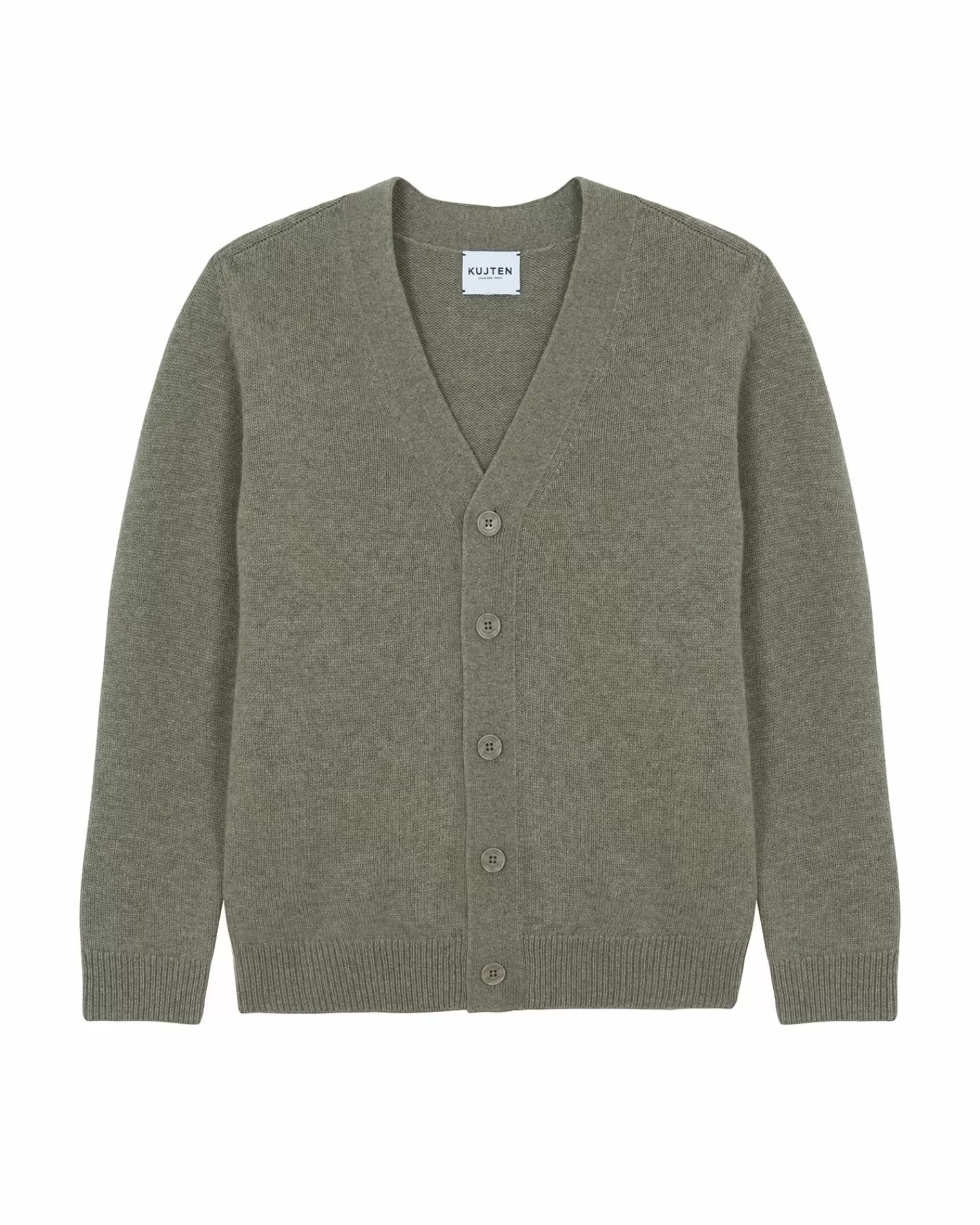 Kujten Jackets & Vests>Cashmere Cardigan Kaki Chine