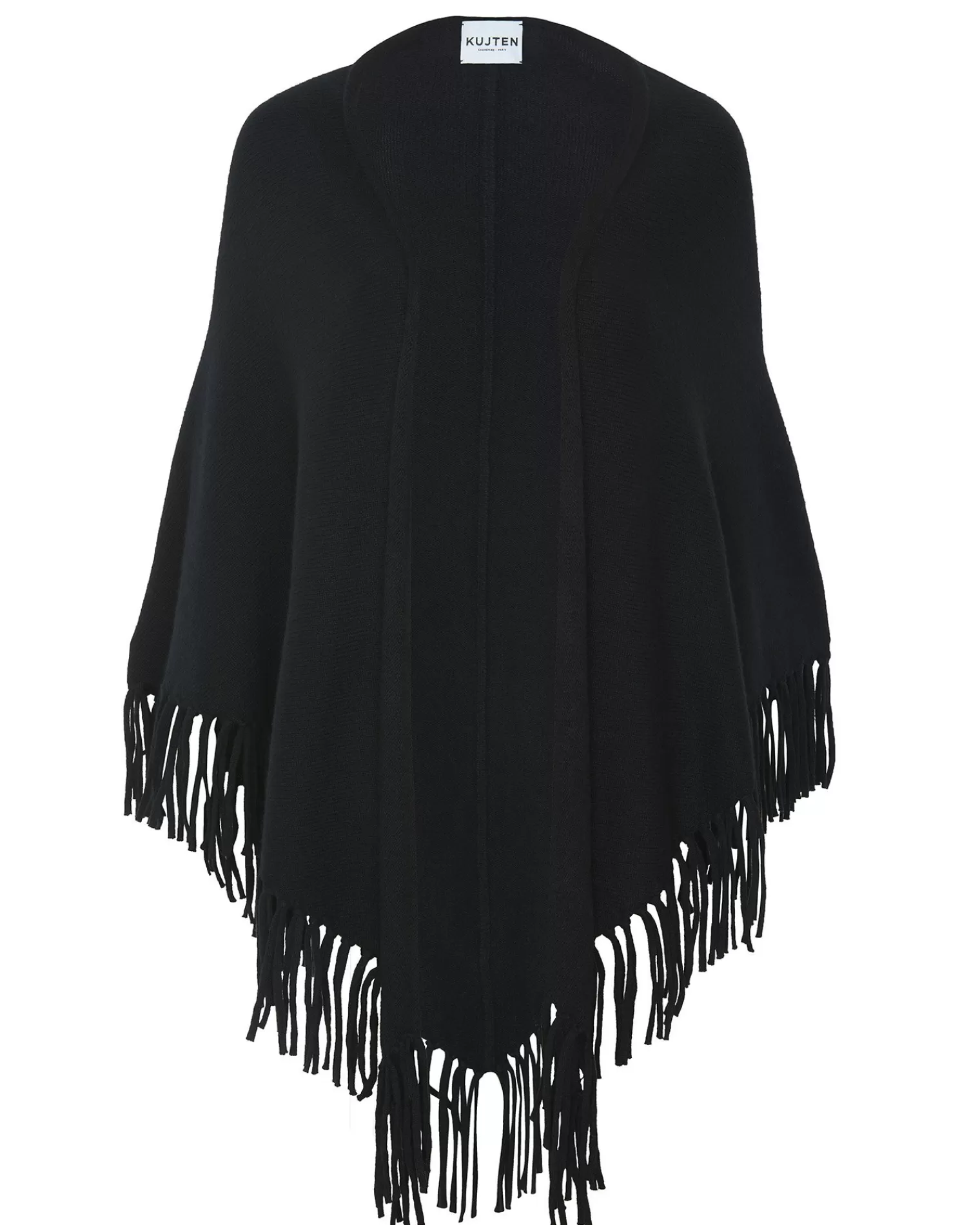 Kujten Scarves & Snoods>Cashmere Fringed Shawl, 4-Threads Noir