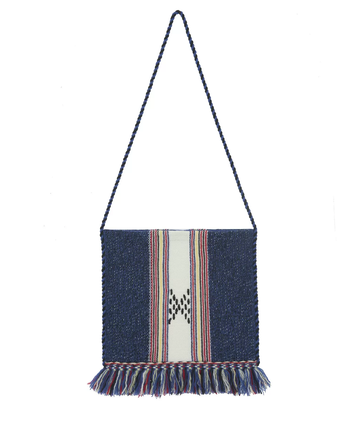 Kujten Bags>Cashmere Hand-Embroidered Fringe Bag Bleu Indigo