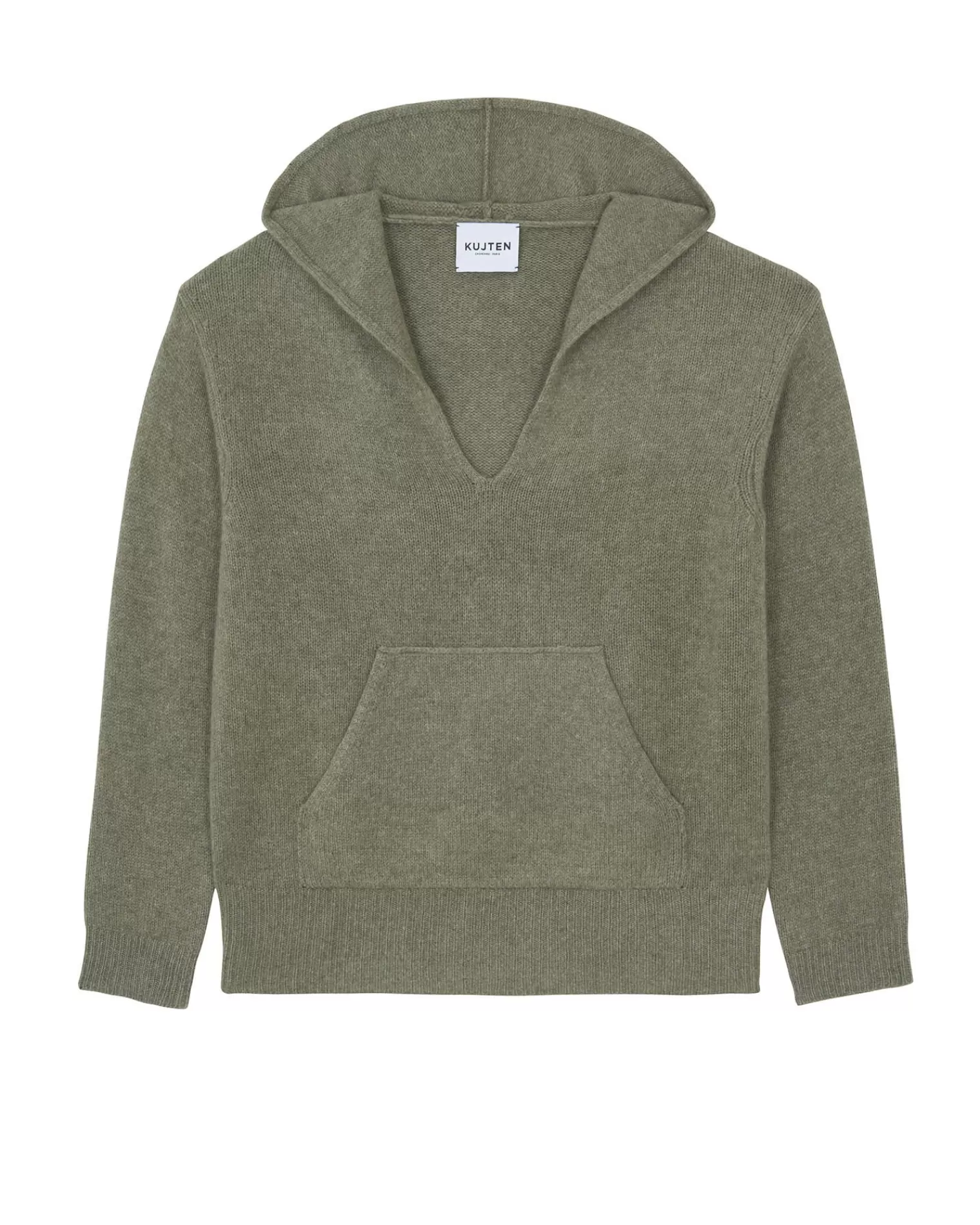 Kujten Hoodies>Cashmere Hoodie Kaki Chine