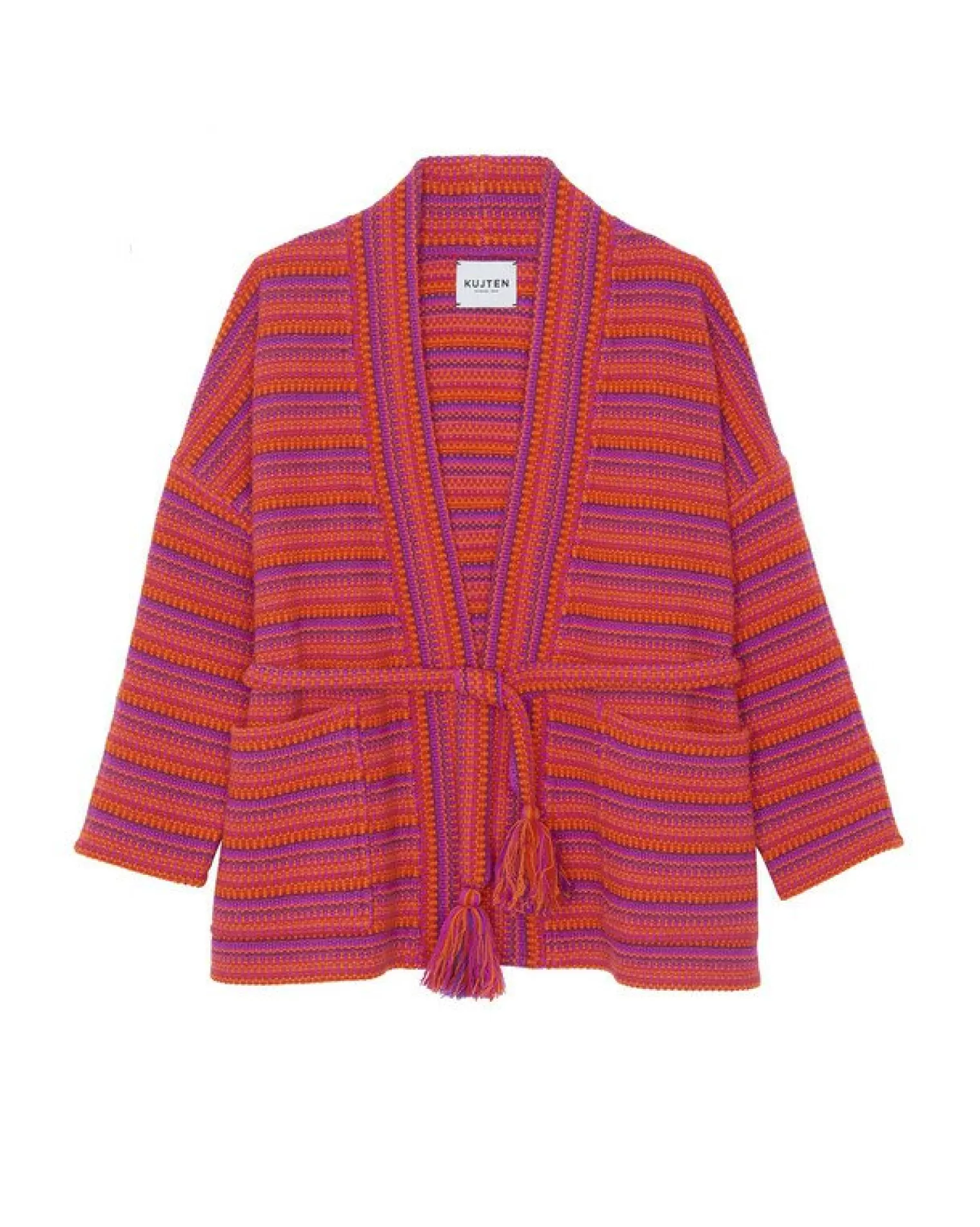 Kujten Jackets & Vests>Cashmere Kimono Jacket Orange Fluo