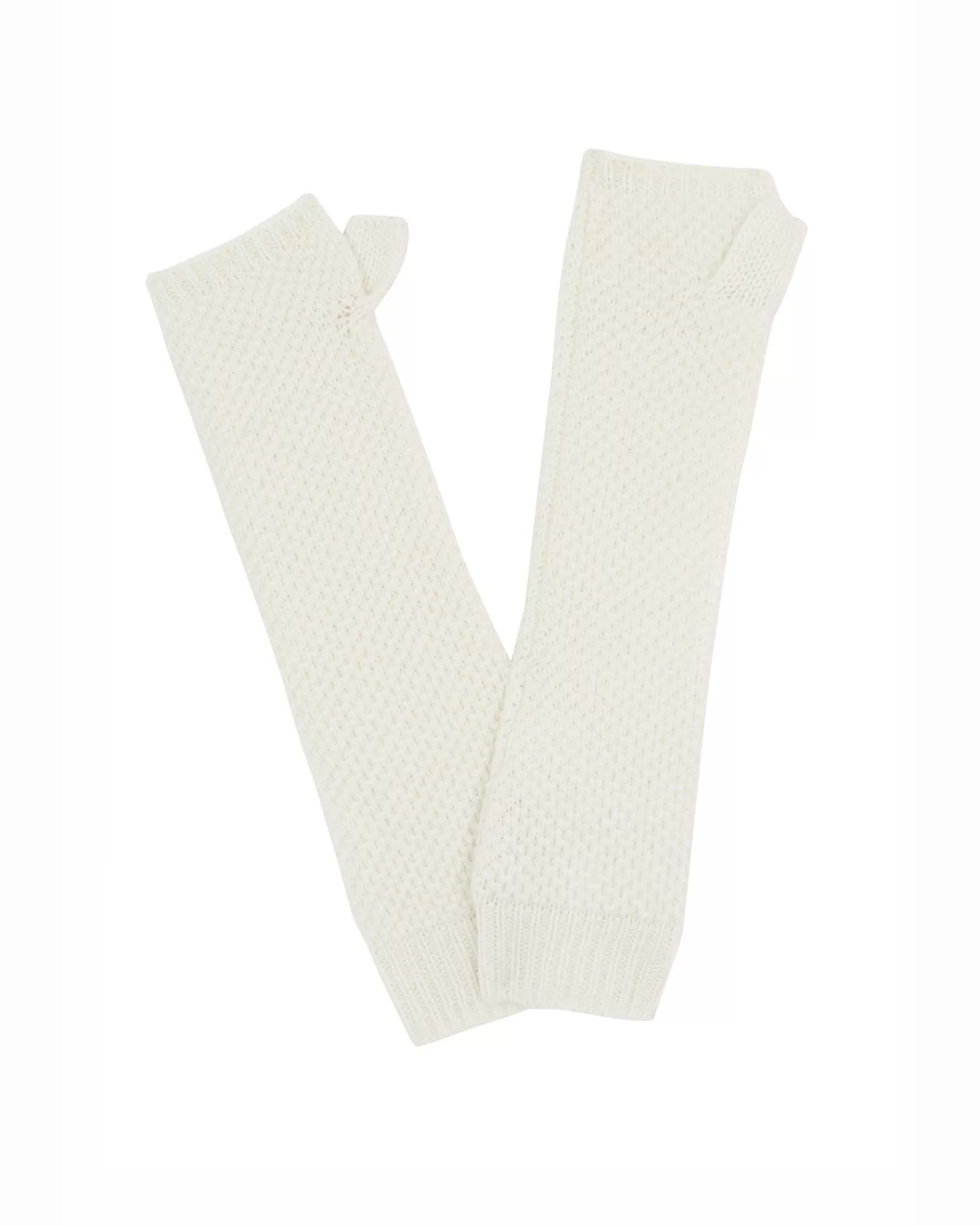 Kujten Gloves & Mittens>Cashmere Mittens, 4-Threads Blanc