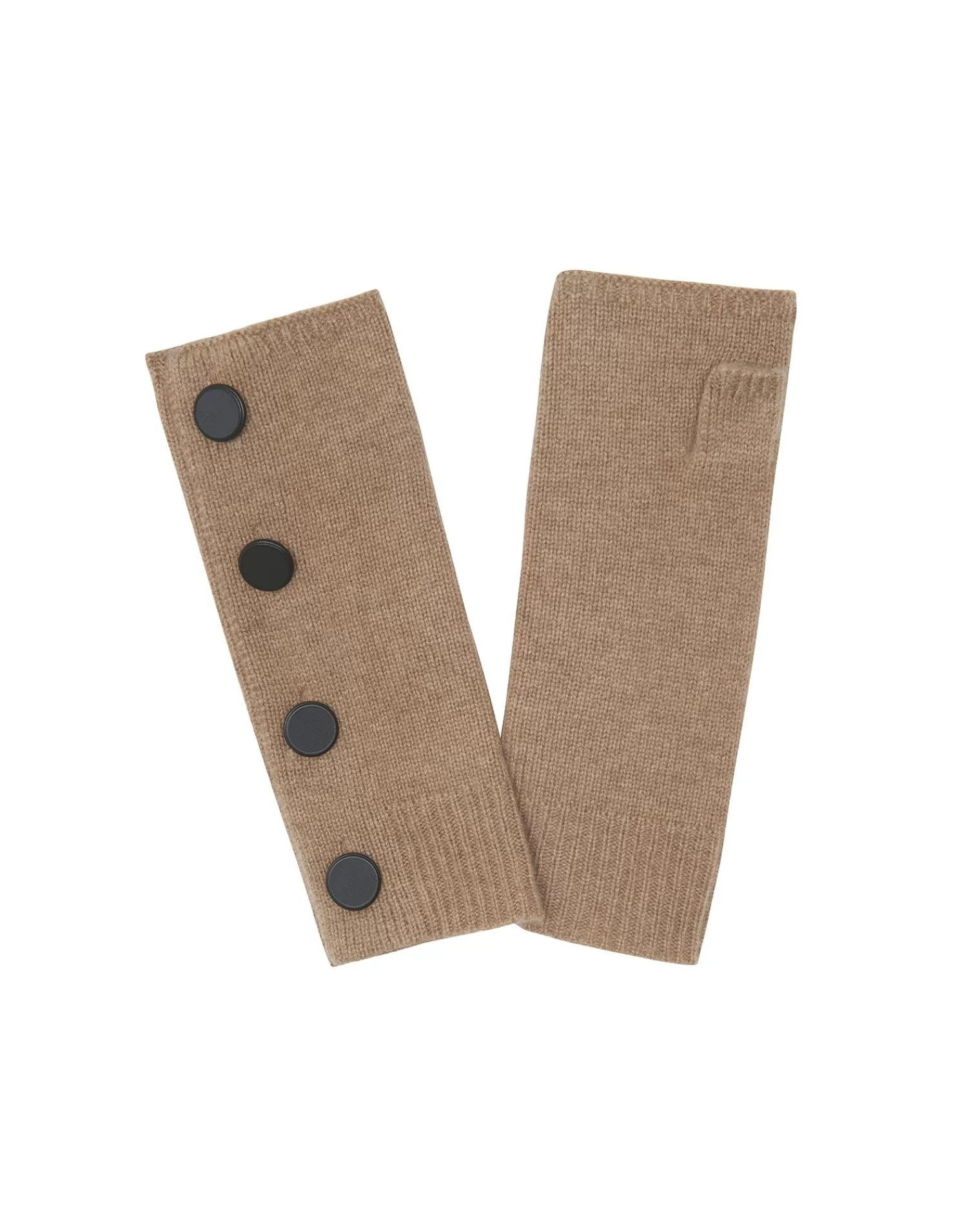 Kujten Gloves & Mittens>Cashmere Mittens With Buttons, 4-Threads Camelo