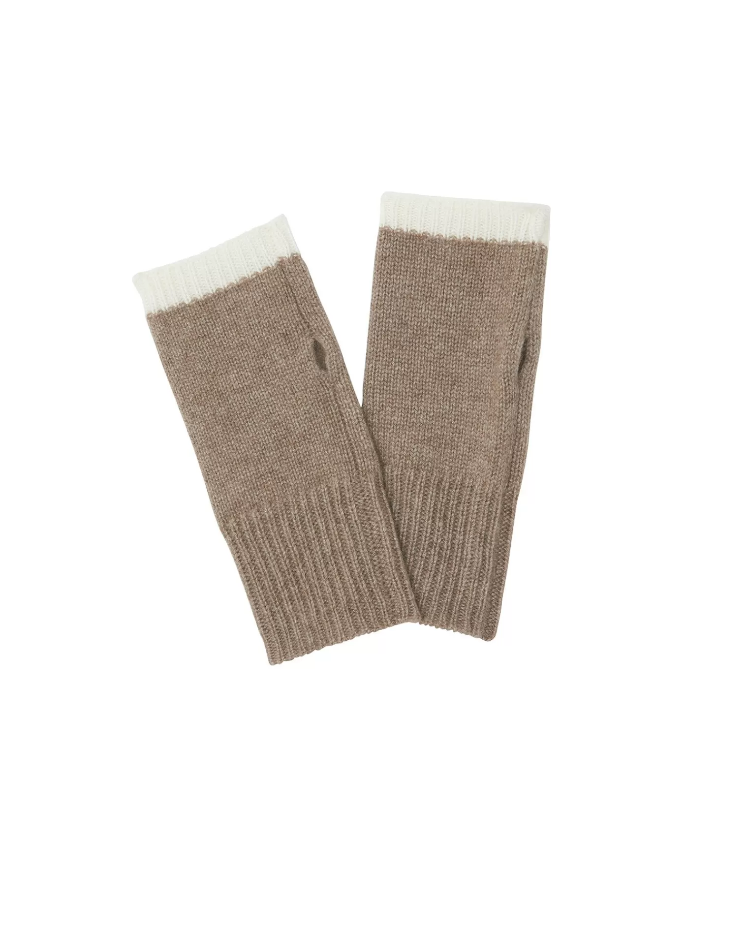 Kujten Gloves & Mittens>Cashmere Mittens With Contrasting Edge Beige Taupe