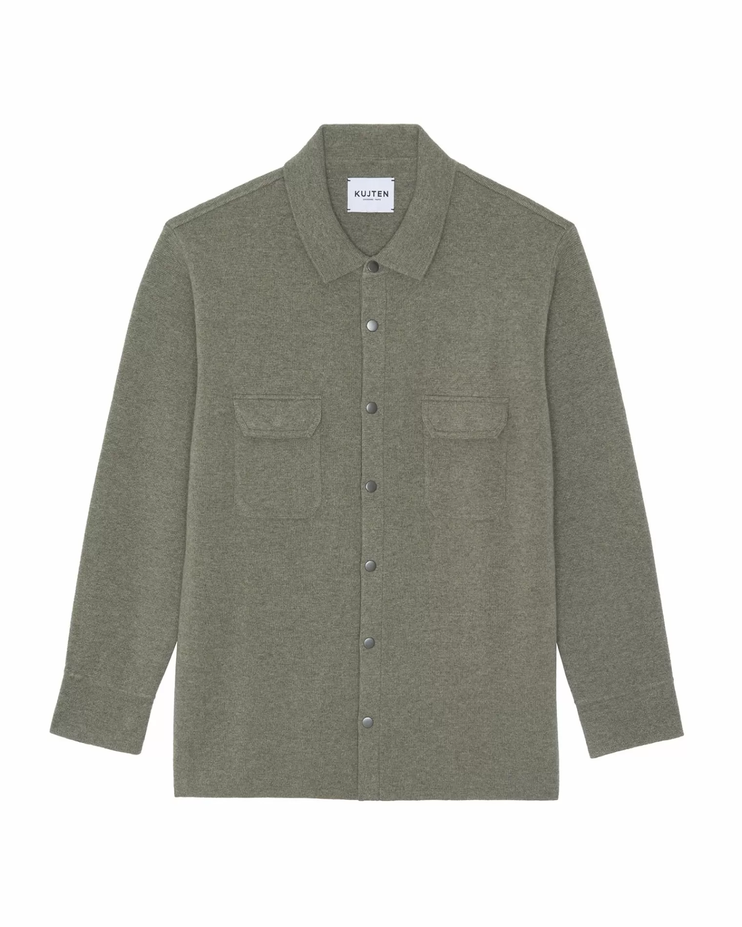 Kujten Jackets & Vests>Cashmere Overshirt Kaki Chine