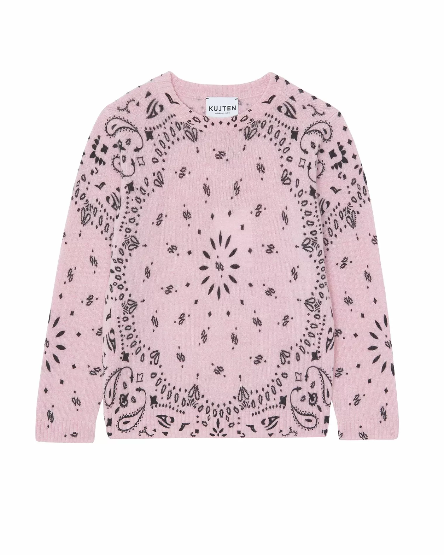 Kujten Sweaters>Cashmere Round Neck Long Sleeves Sweater, 2-Threads Candy Pink