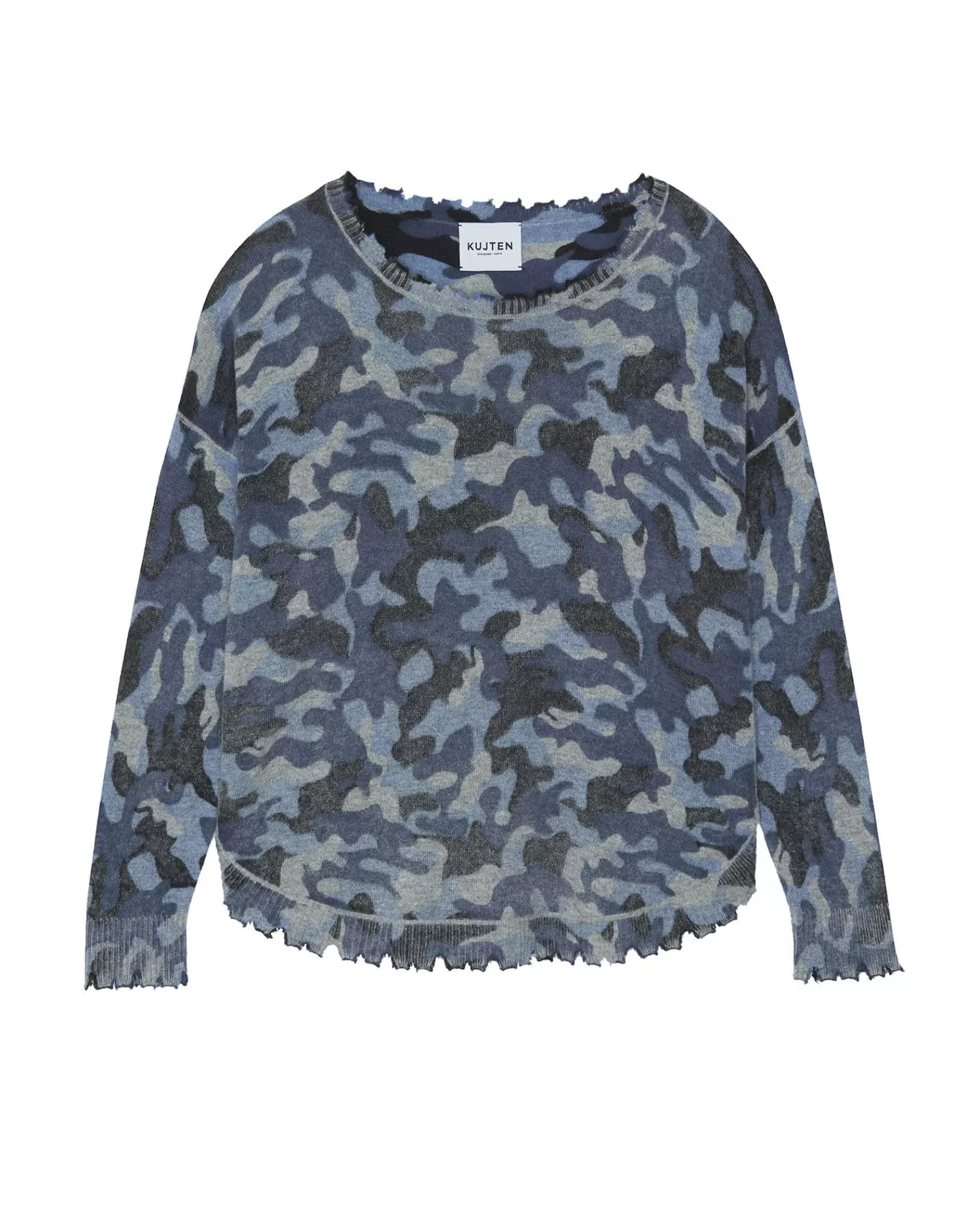 Kujten Sweaters & Sweatshirts>Cashmere Round Neck Sweater Bleu Camou