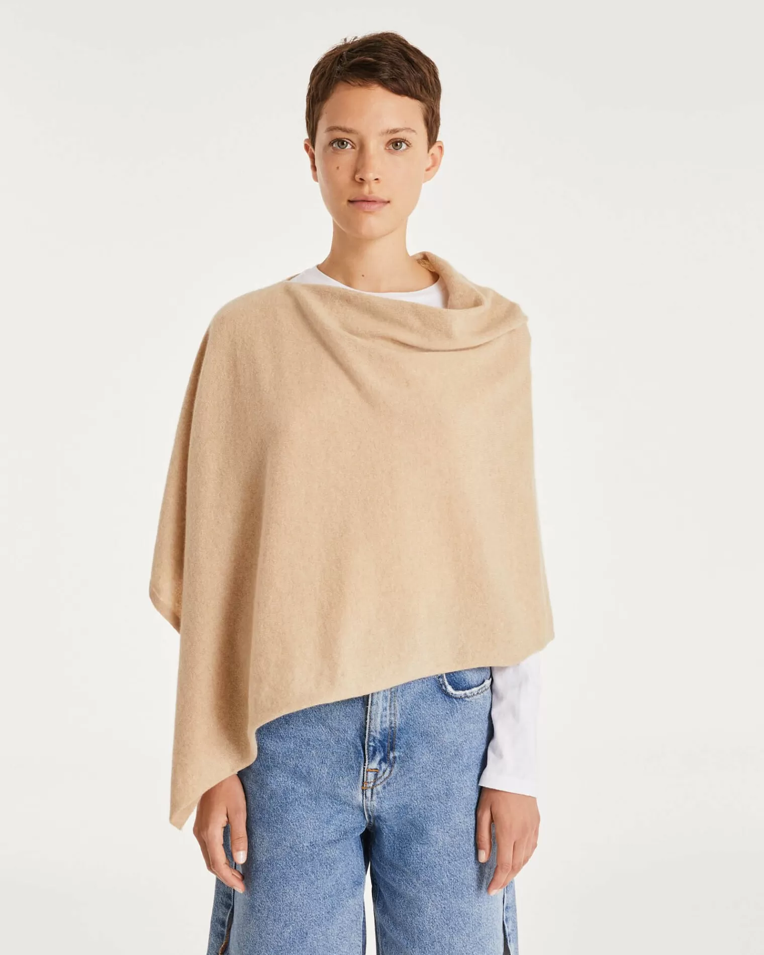 Kujten Capes & Ponchos>Cashmere Short Poncho, 2-Threads Organique