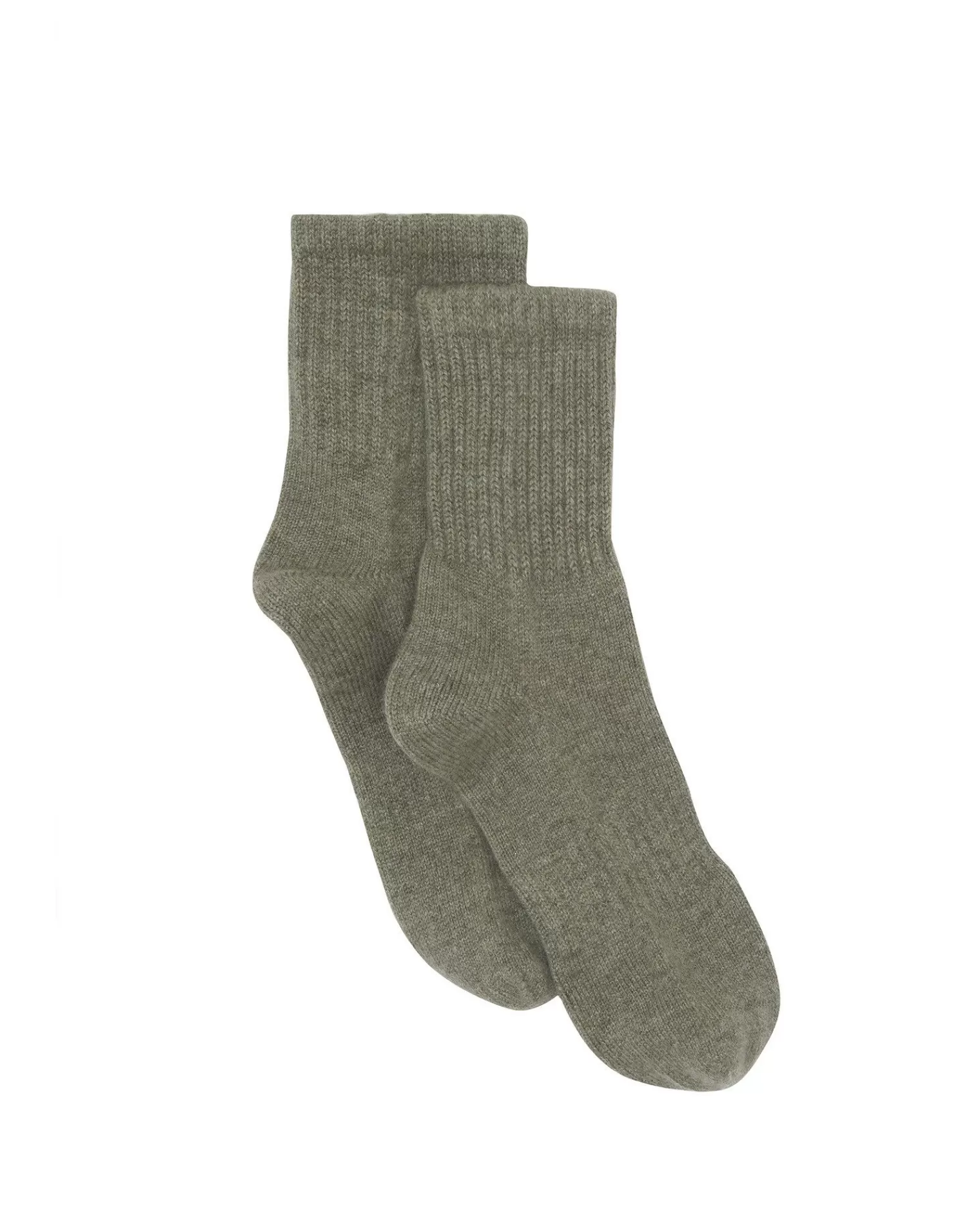 Kujten Socks & Leg Warmers>Cashmere Socks, 4-Threads Kaki Chine