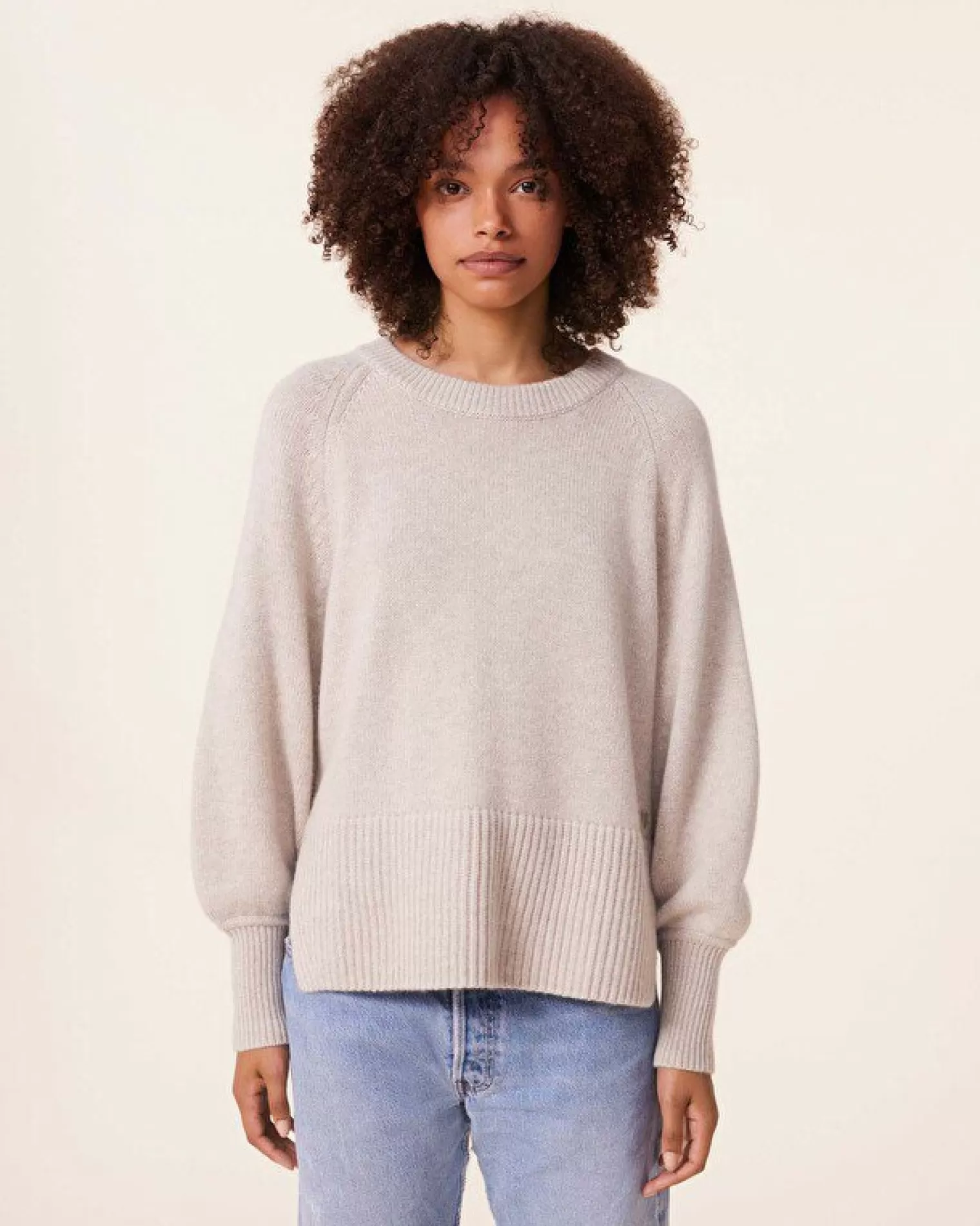 Kujten Sweaters & Sweatshirts>Cashmere Sweater Balloon Sleeves, 8-Threads Avoine