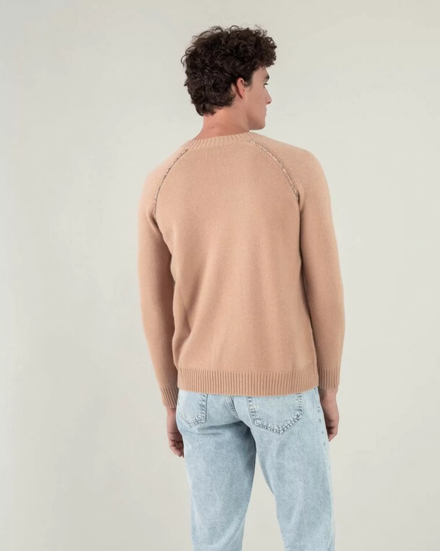 Kujten Sweaters & Sweatshirts>Cashmere Sweater Plain Raglan Detail Camel