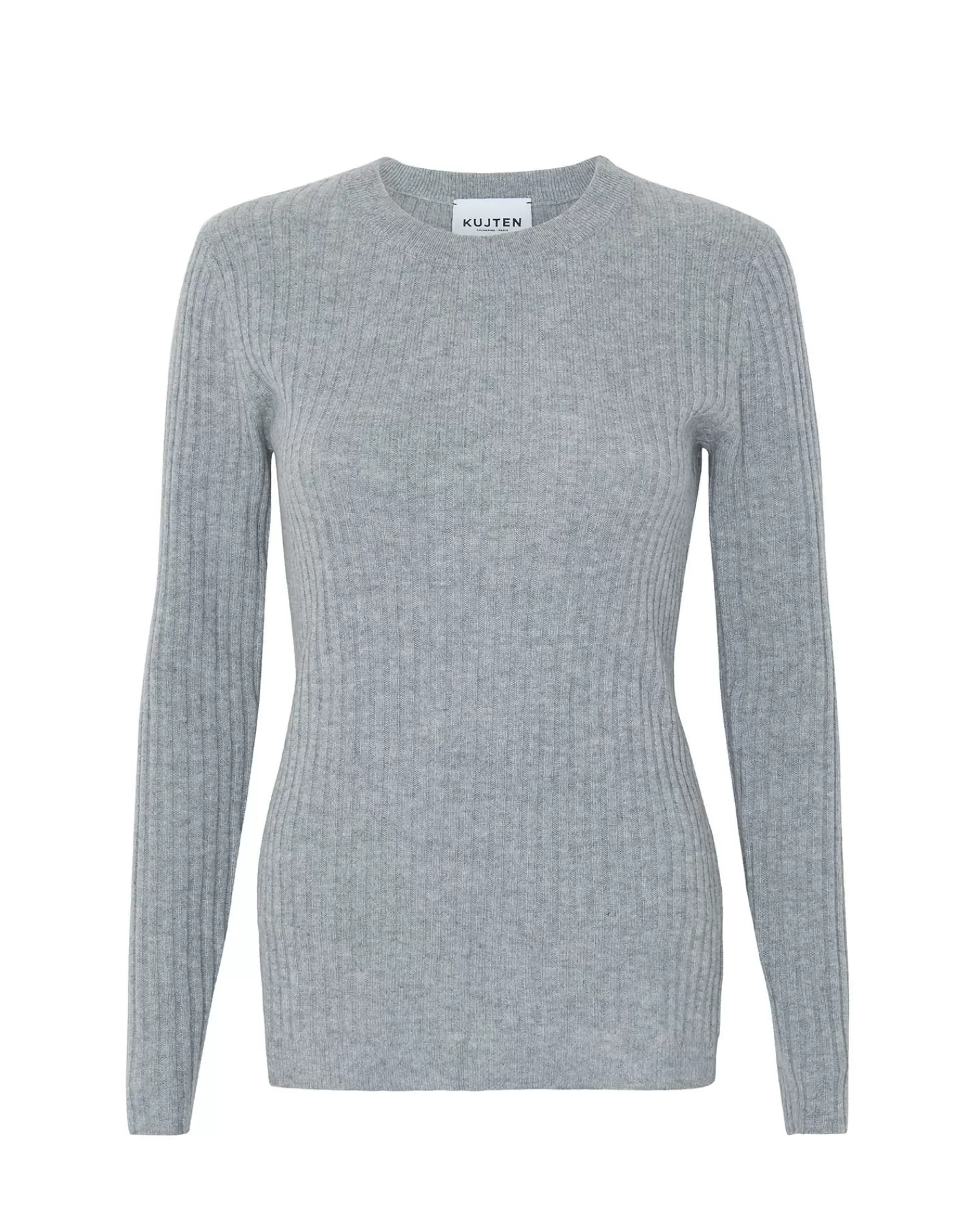 Kujten Sweaters & Sweatshirts>Cashmere Sweater Round Neck Long Sleeves Gris Chine