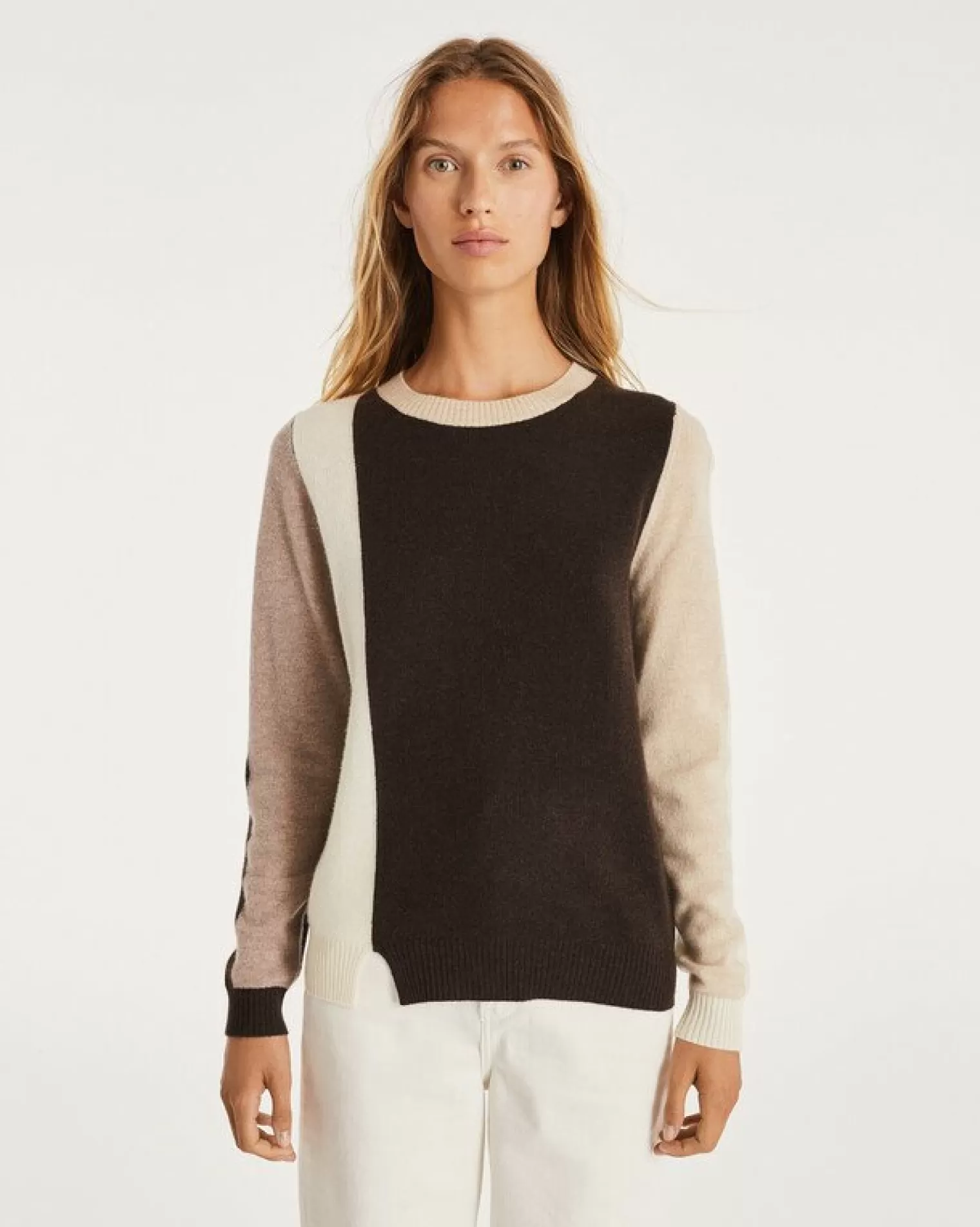 Kujten Sweaters & Sweatshirts>Cashmere Sweater Round Neck Long Sleeves Marron