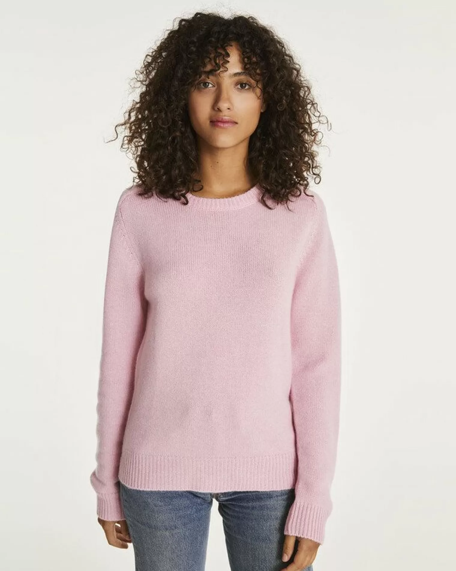 Kujten Sweaters & Sweatshirts>Cashmere Sweater Round Neck Long Sleeves Candy Pink