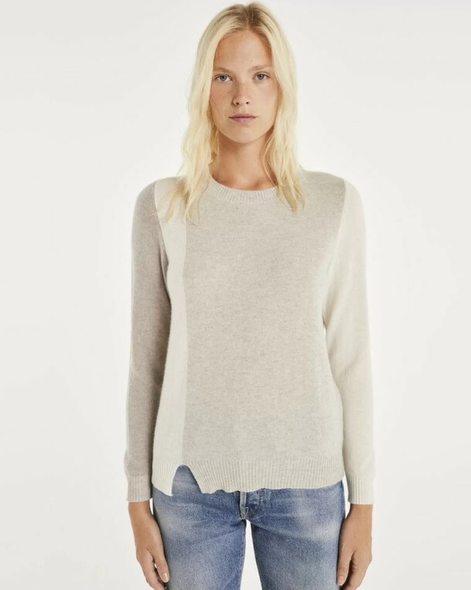 Kujten Sweaters & Sweatshirts>Cashmere Sweater Round Neck Long Sleeves Gris Bouleau