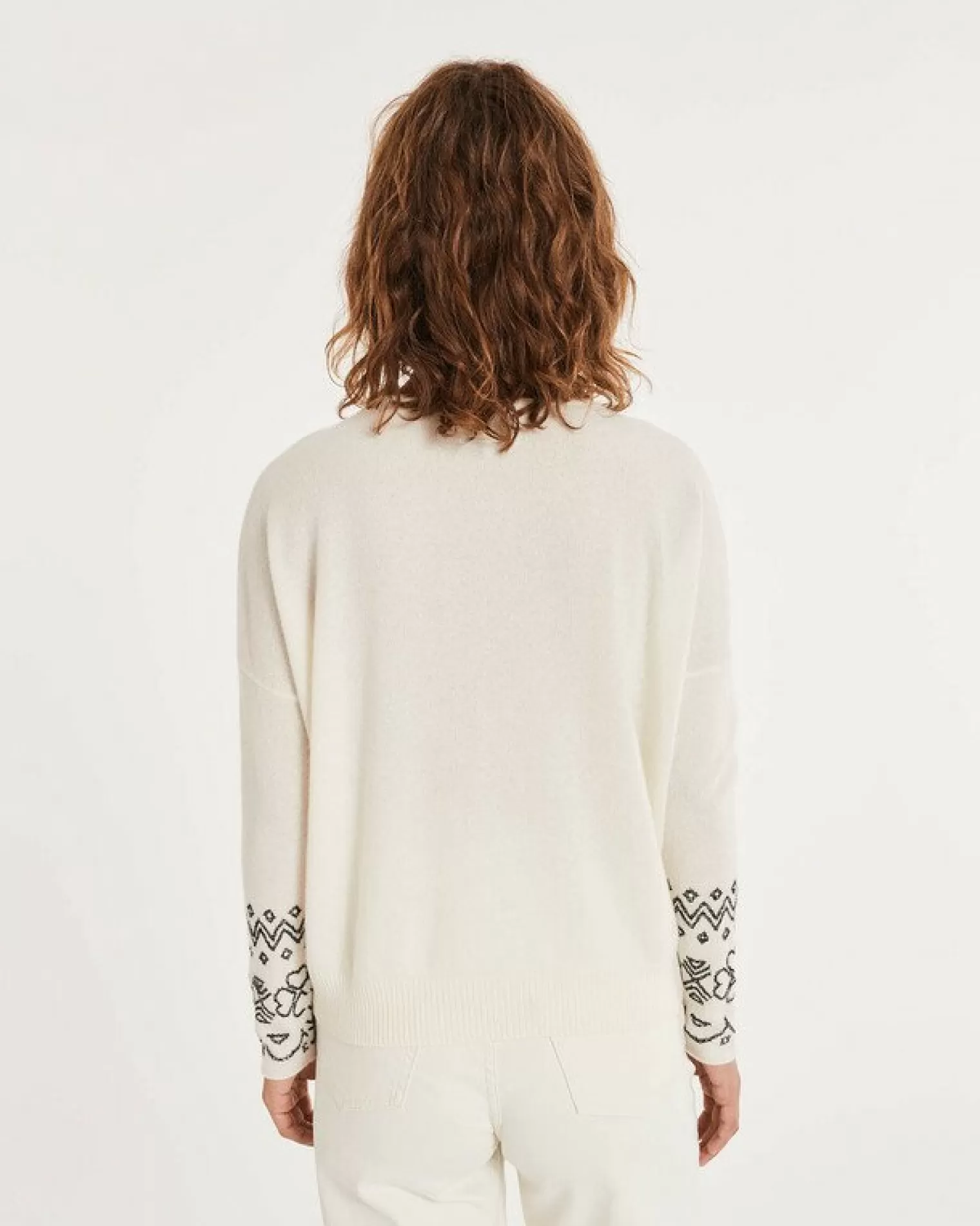 Kujten Sweaters & Sweatshirts>Cashmere Sweater Round Neck Long Sleeves Blanc