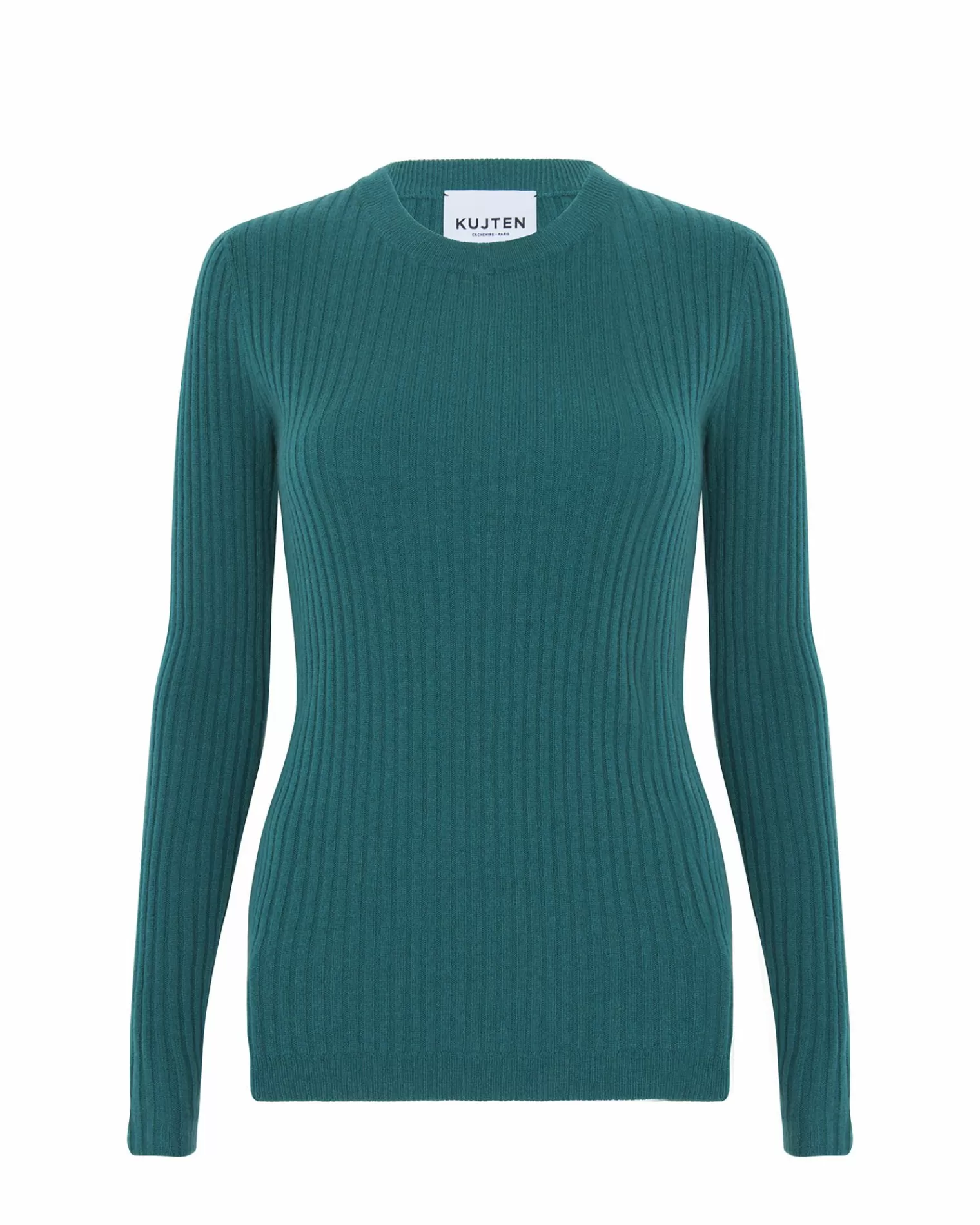 Kujten Sweaters & Sweatshirts>Cashmere Sweater Round Neck Long Sleeves, 2-Threads Vert Imperial