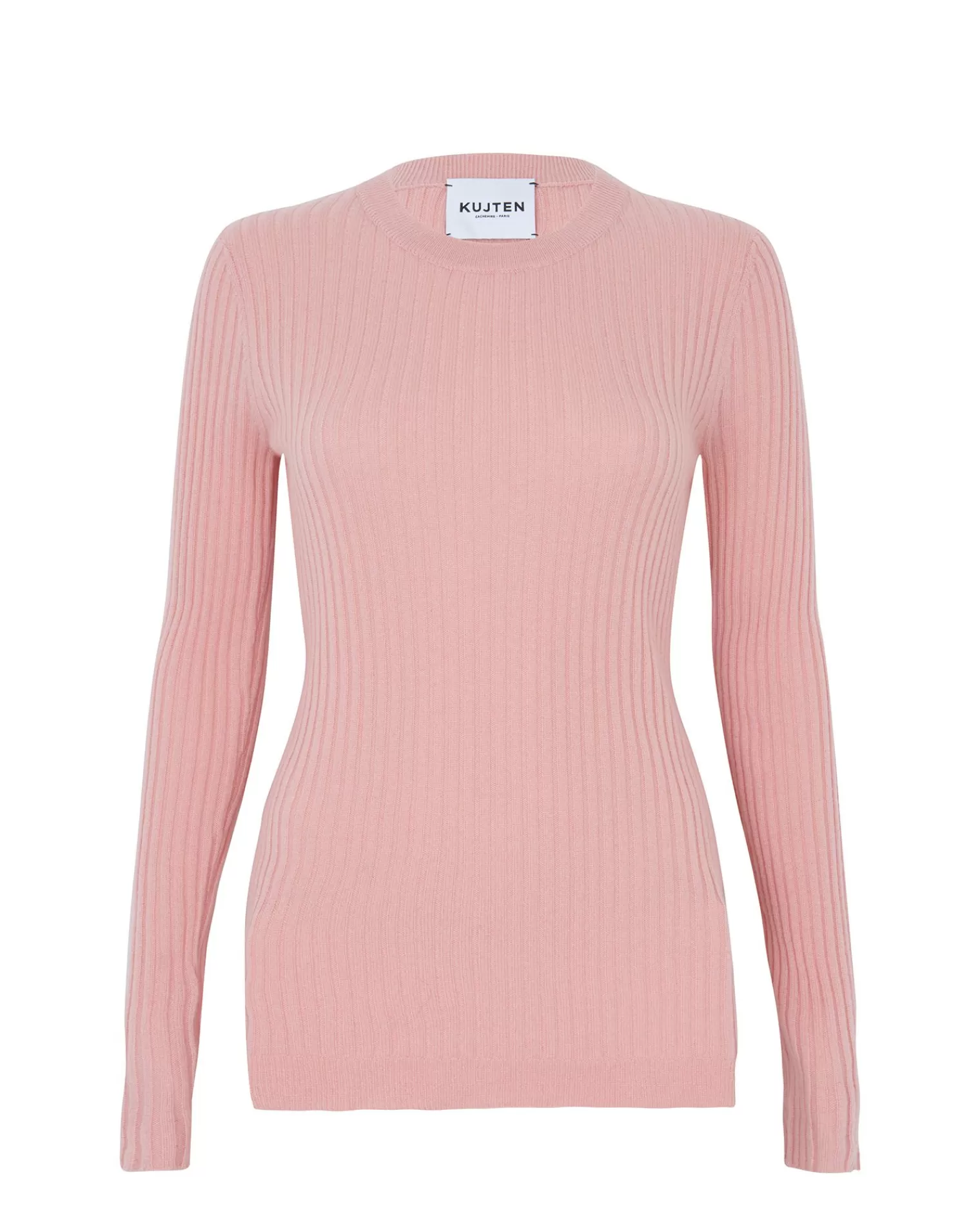 Kujten Sweaters & Sweatshirts>Cashmere Sweater Round Neck Long Sleeves, 2-Threads Rose Guimauve