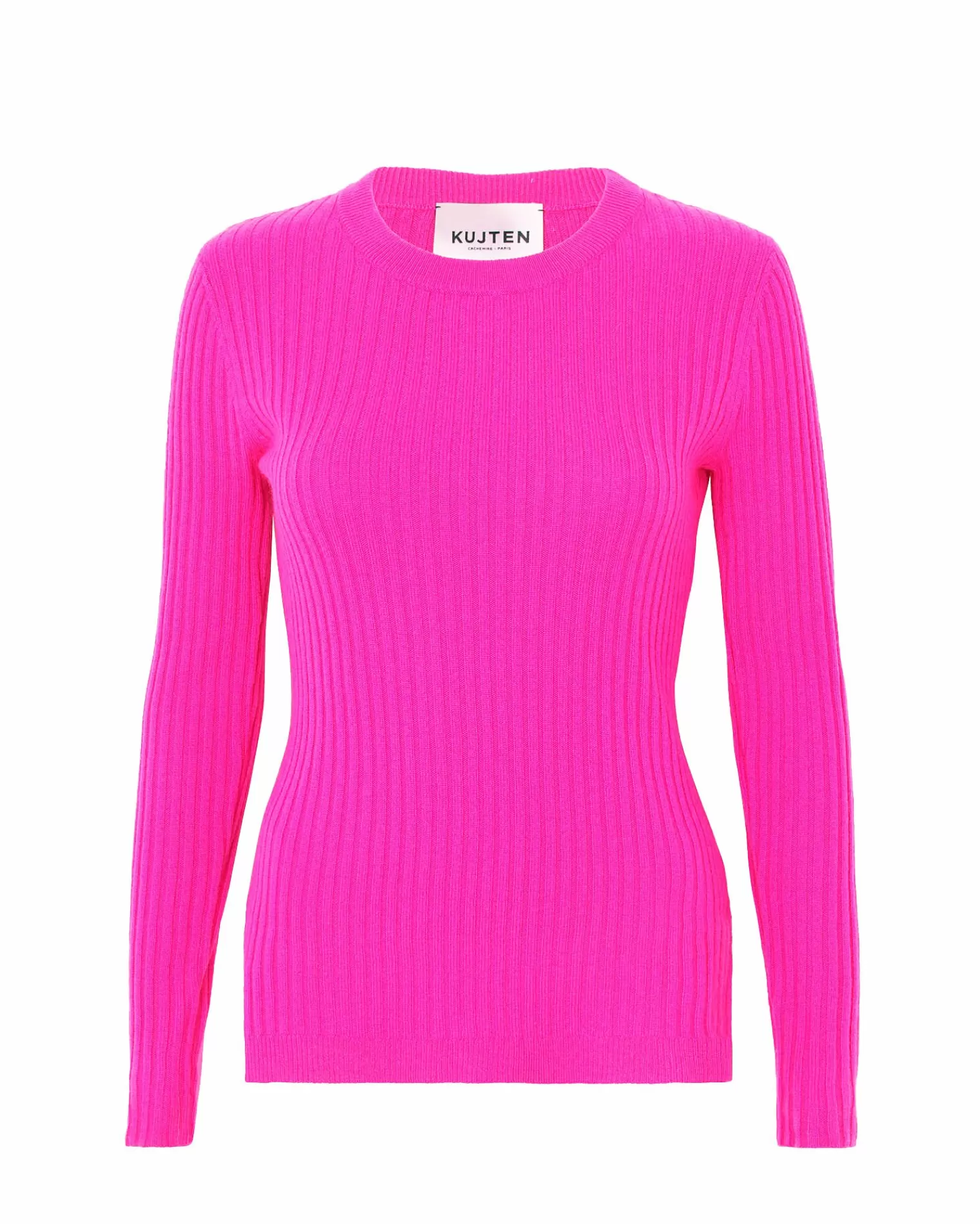 Kujten Sweaters & Sweatshirts>Cashmere Sweater Round Neck Long Sleeves, 2-Threads Rose Neon