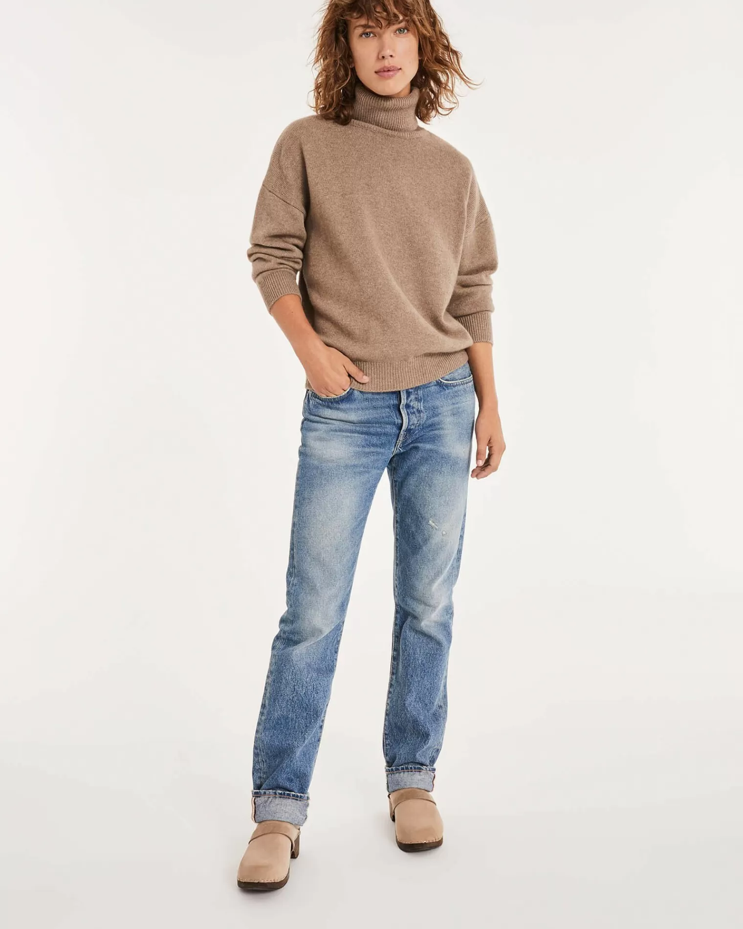 Kujten Sweaters & Sweatshirts>Cashmere Sweater Turtleneck Long Sleeves Beige Taupe