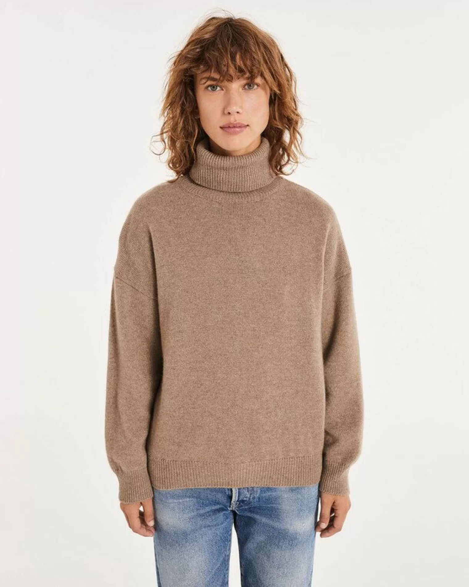 Kujten Sweaters & Sweatshirts>Cashmere Sweater Turtleneck Long Sleeves Beige Taupe