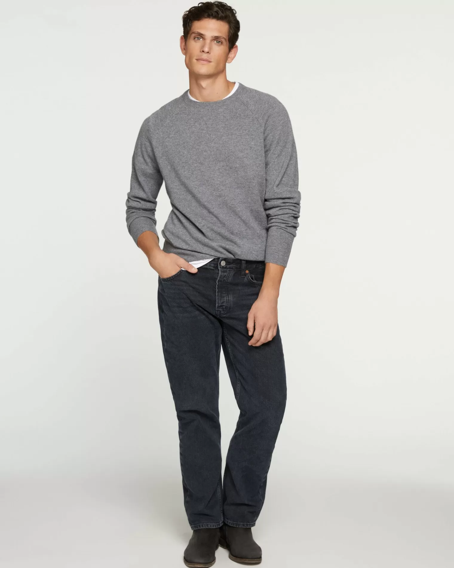 Kujten Sweaters & Sweatshirts>Cashmere Sweatshirt With Contrast Seams Gris Flanelle