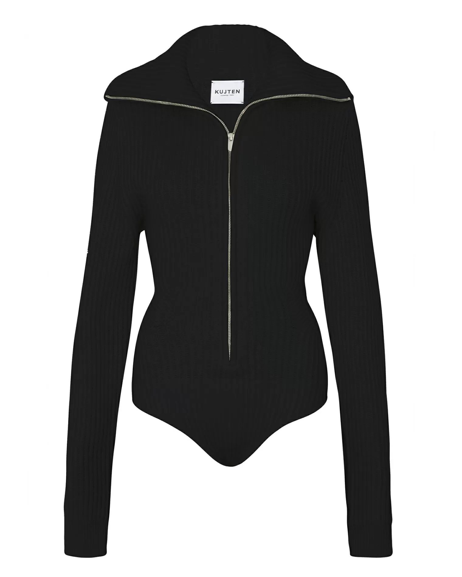 Kujten Body>Cashmere Truck Collar Bodysuit Noir