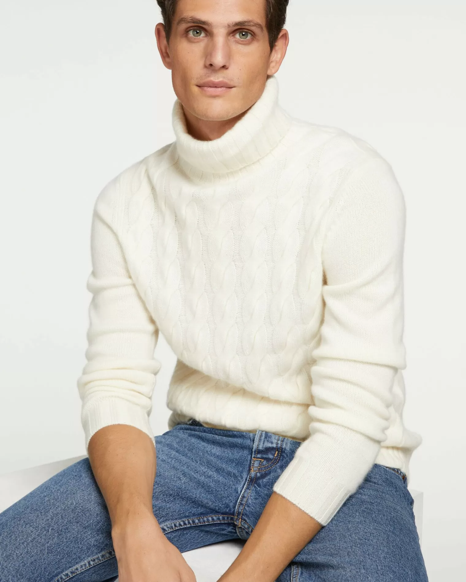 Kujten Sweaters & Sweatshirts>Cashmere Turtleneck Sweater Blanc