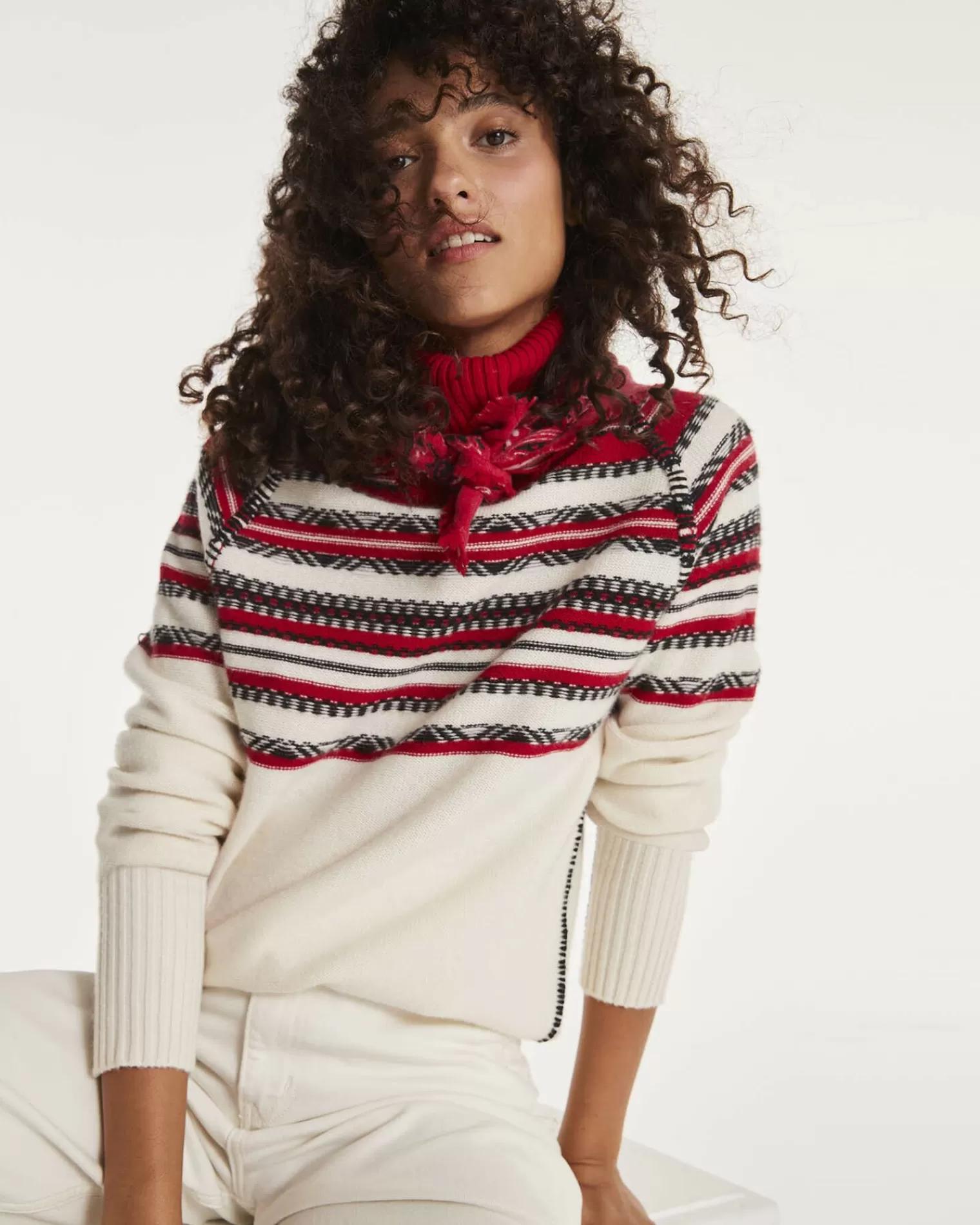 Kujten Sweaters & Sweatshirts>Cashmere Turtleneck Sweater Women Blanc