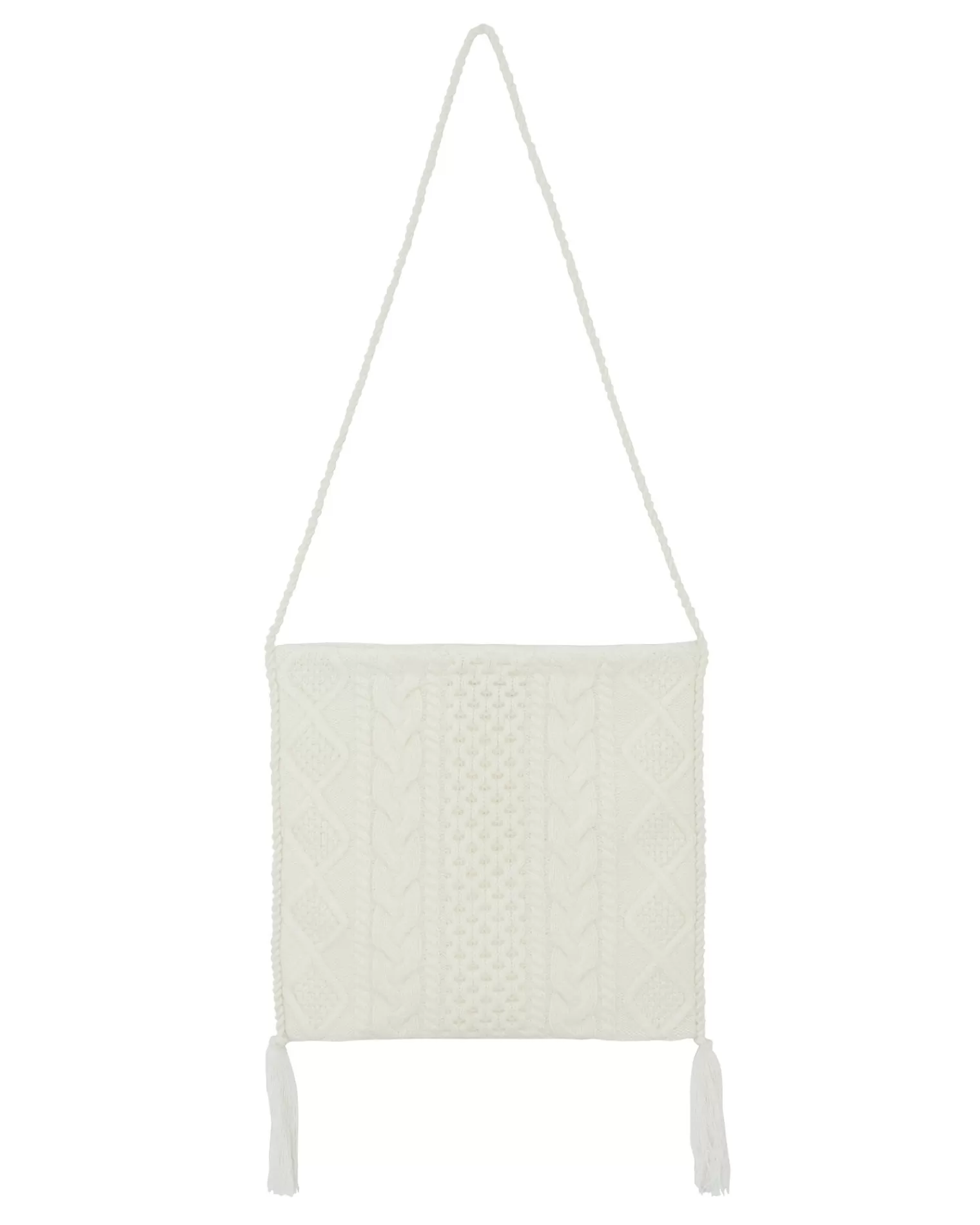 Kujten Bags>Cashmere Twisted Bag With Pompoms Blanc