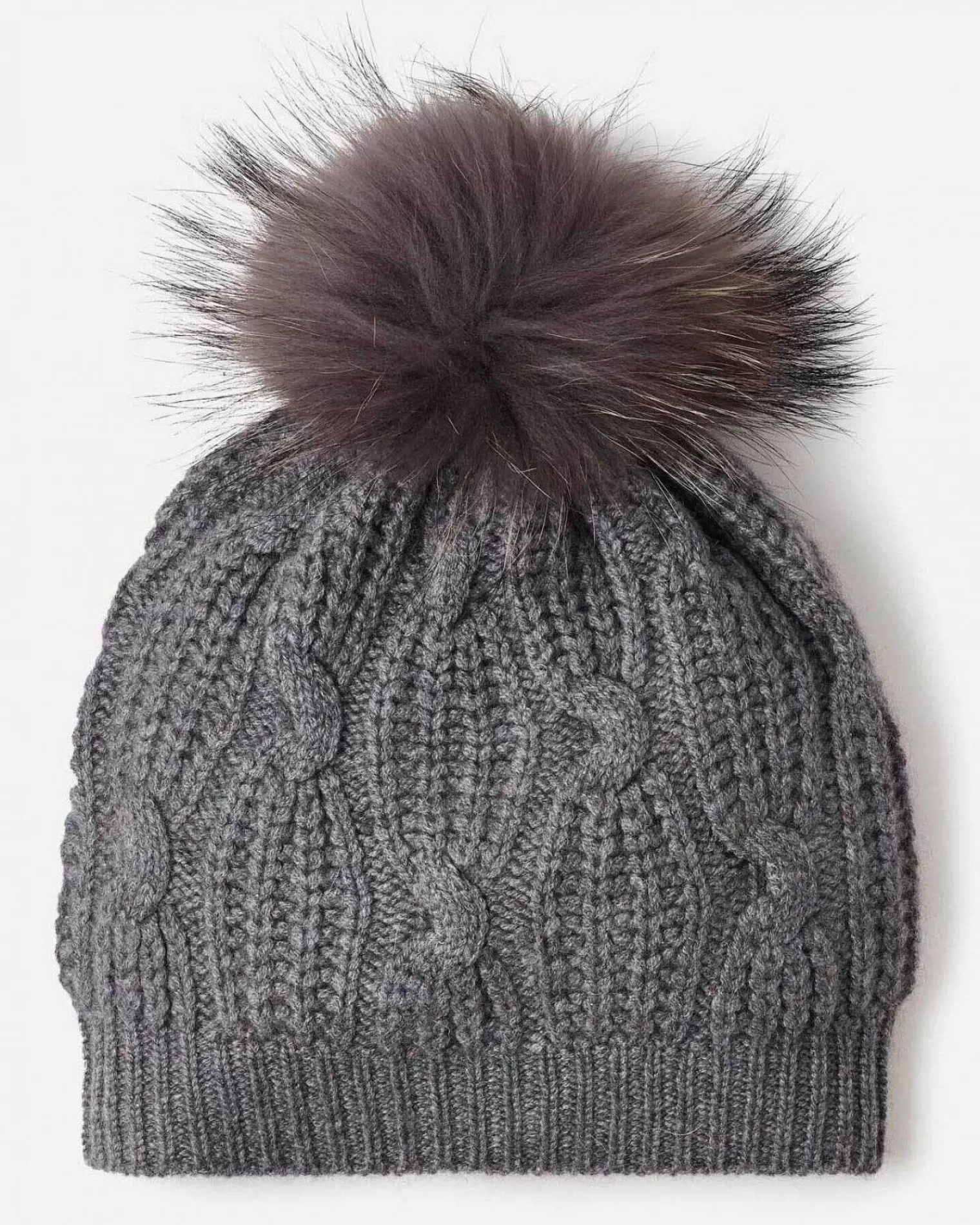 Kujten Hats & Headbands>Cashmere Twisted Hat With Pompom Gris Flanelle