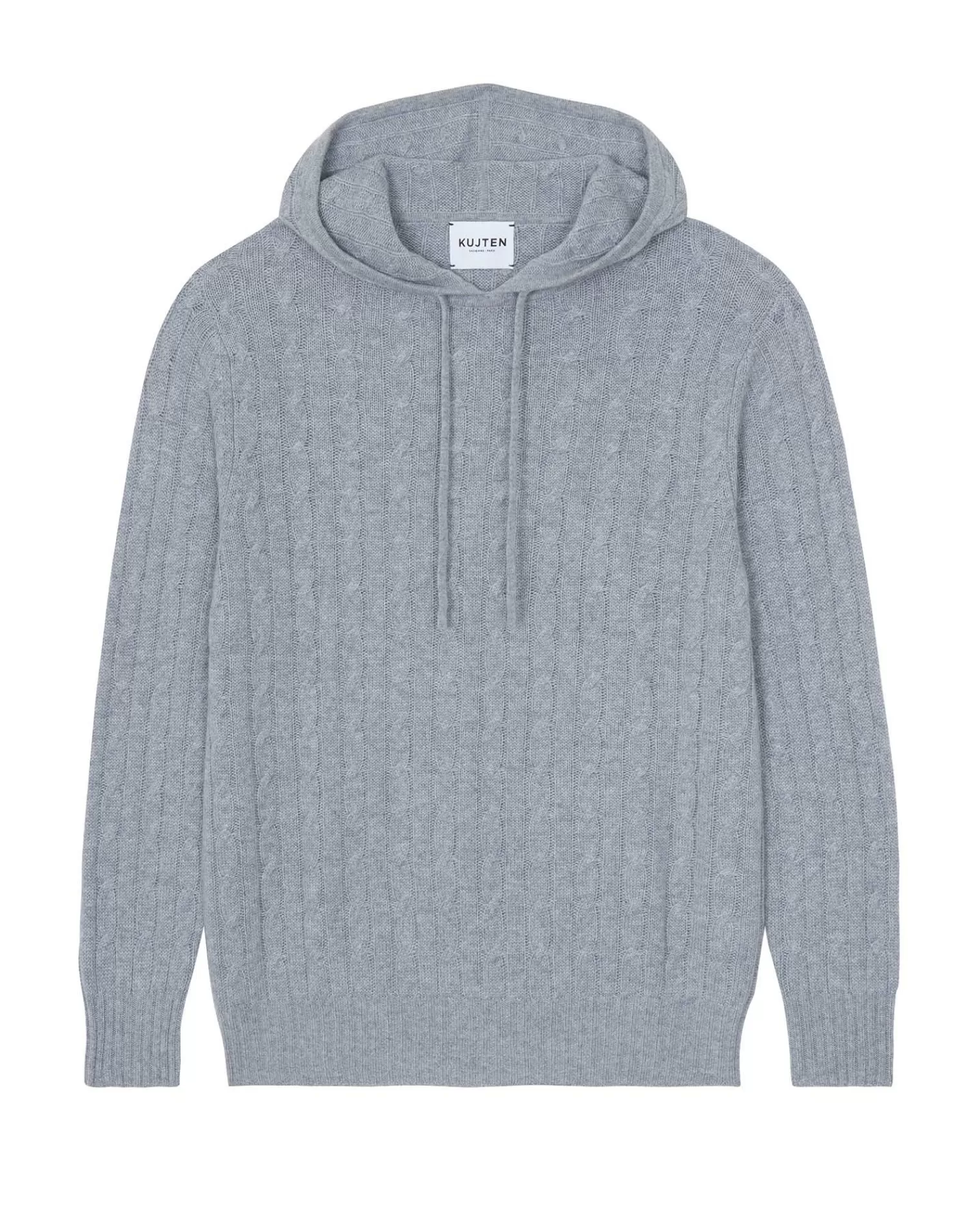 Kujten Hoodies>Cashmere Twisted Hoodie Gris Chine