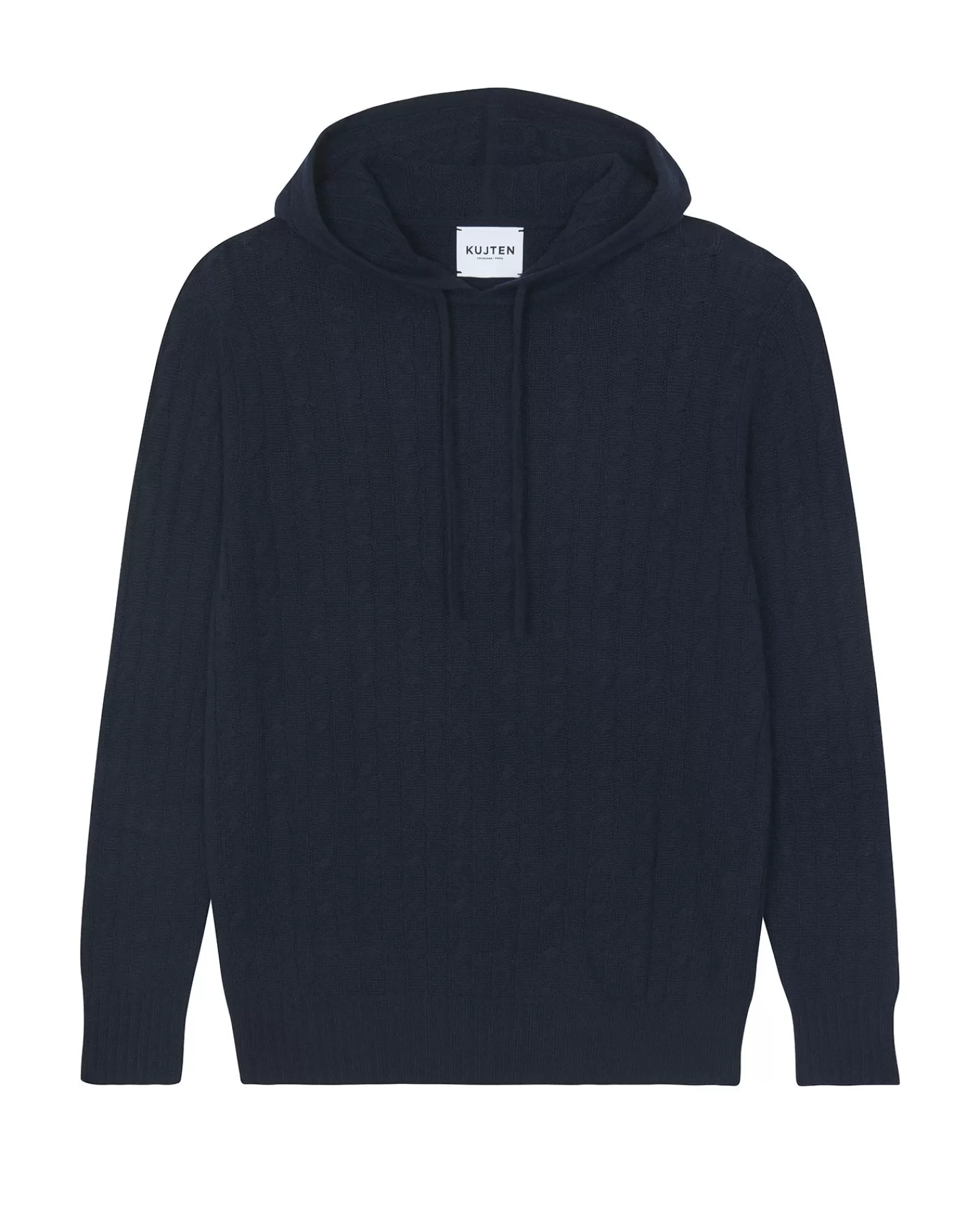 Kujten Hoodies>Cashmere Twisted Hoodie Bleu Marine Fonce