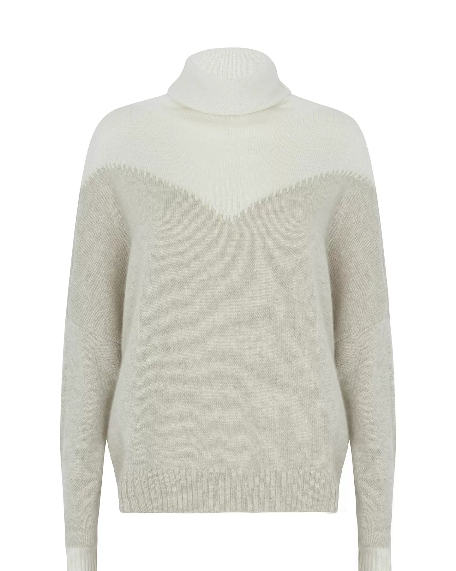 Kujten Sweaters & Sweatshirts>Chimney Neck Cashmere Sweater, 4-Threads Blanc