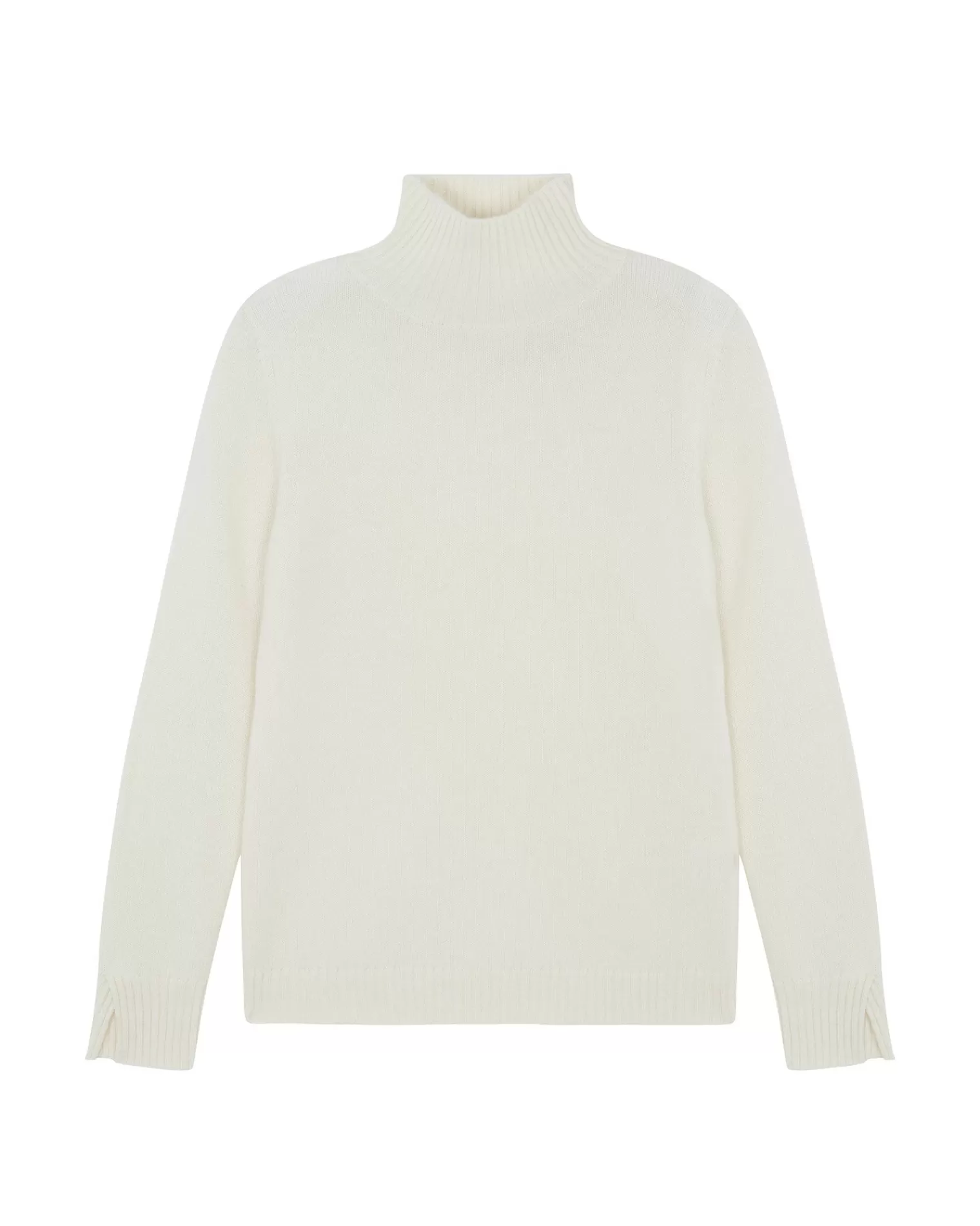 Kujten Sweaters & Sweatshirts>Chimney Neck Cashmere Sweater, 4-Threads Blanc