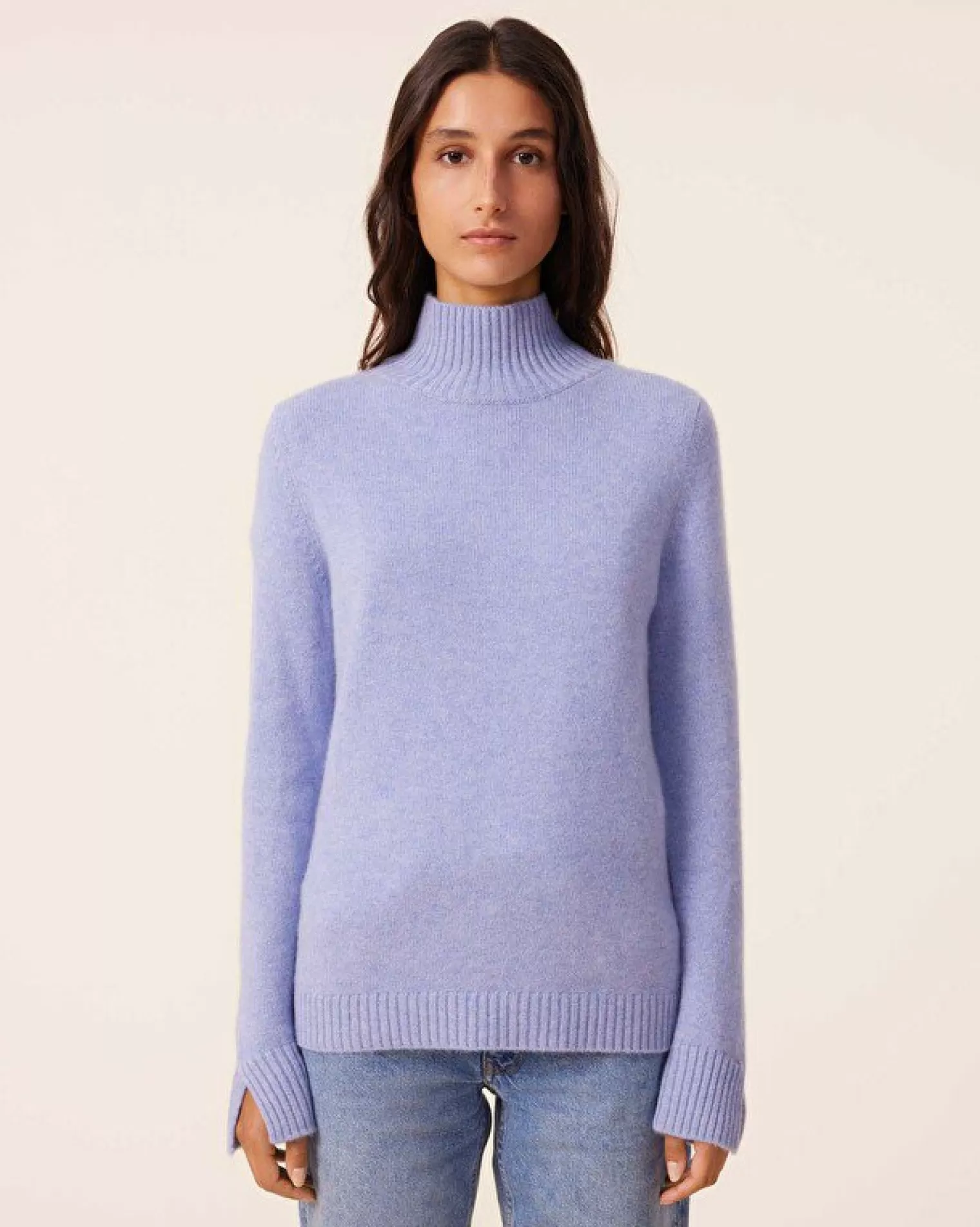 Kujten Sweaters & Sweatshirts>Chimney Neck Cashmere Sweater, 4-Threads Jeans