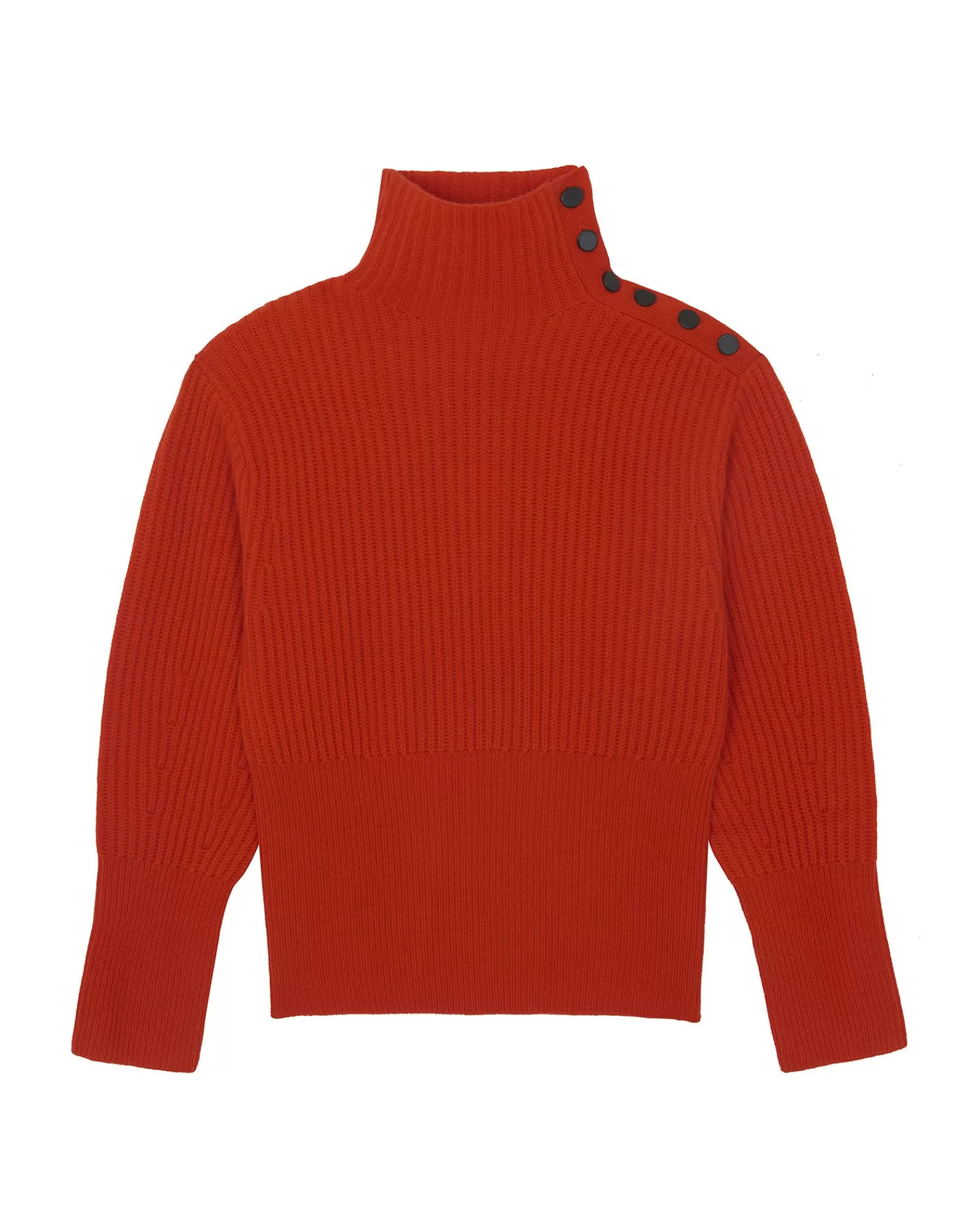 Kujten Sweaters & Sweatshirts>Chimney Neck Cashmere Sweater, 6-Threads Orange Rosso