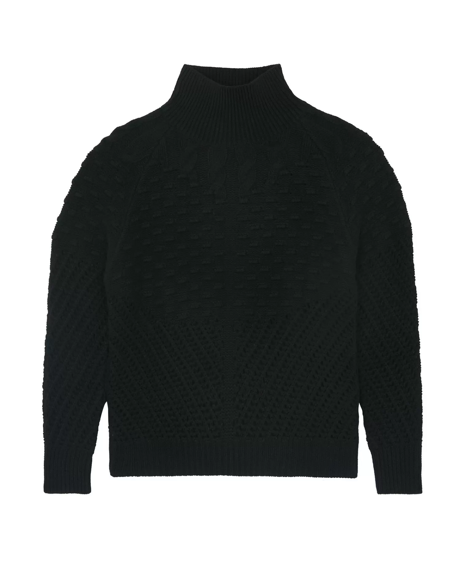 Kujten Sweaters & Sweatshirts>Chimney Neck Cashmere Sweater, 6-Threads Noir