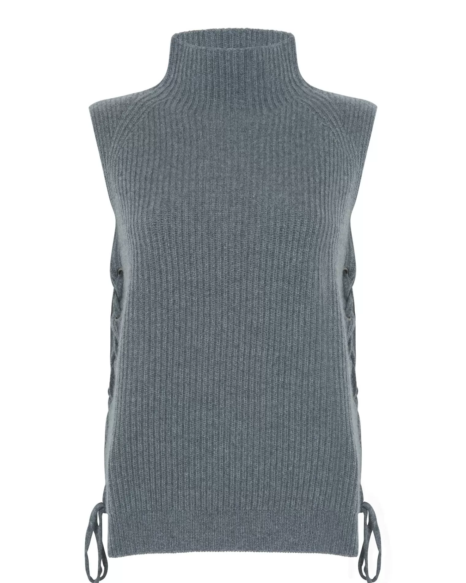 Kujten Sweaters & Sweatshirts>Chimney Neck Cashmere Vest, 6-Threads Gris Flanelle