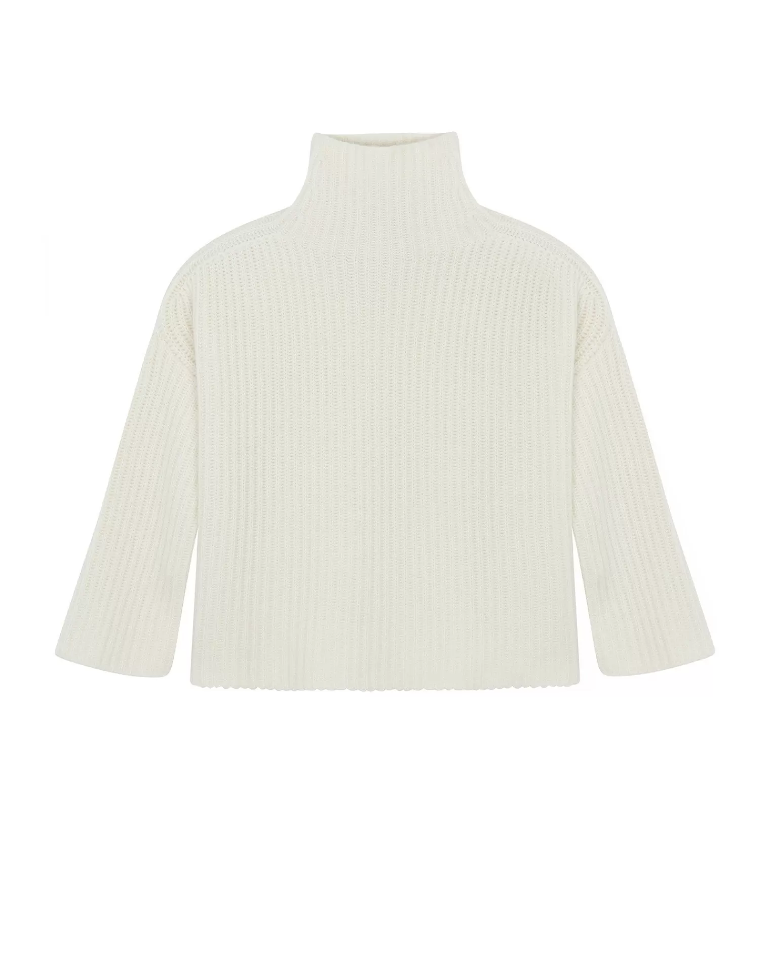 Kujten Sweaters & Sweatshirts>Chimney Neck Oversize Cashmere Sweater, 10-Threads Blanc