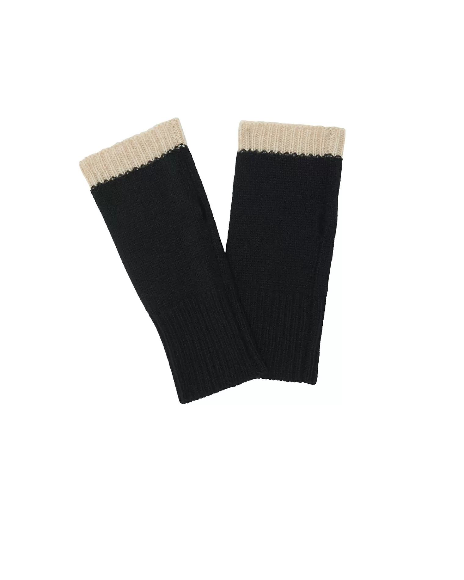 Kujten Gloves & Mittens>Contrast Edge Cashmere Mittens Noir