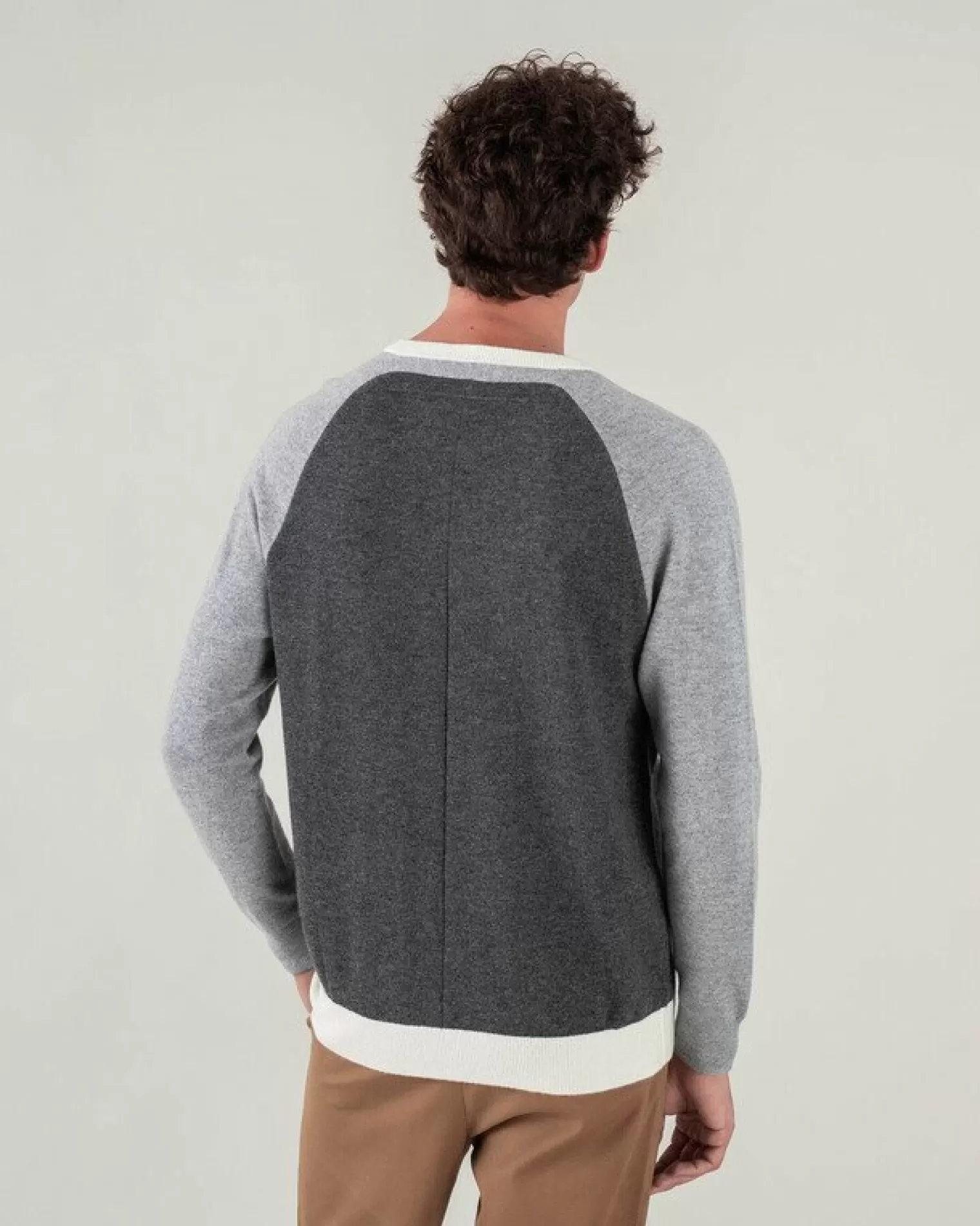 Kujten Sweaters & Sweatshirts>Contrast Sleeves Cashmere Sweater Gris Chine