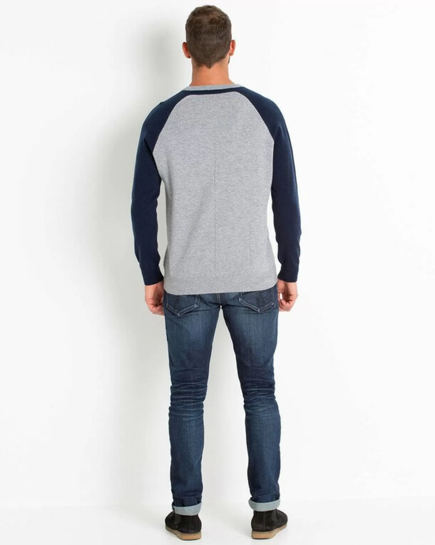 Kujten Sweaters & Sweatshirts>Contrast Sleeves Cashmere Sweater Gris Chine