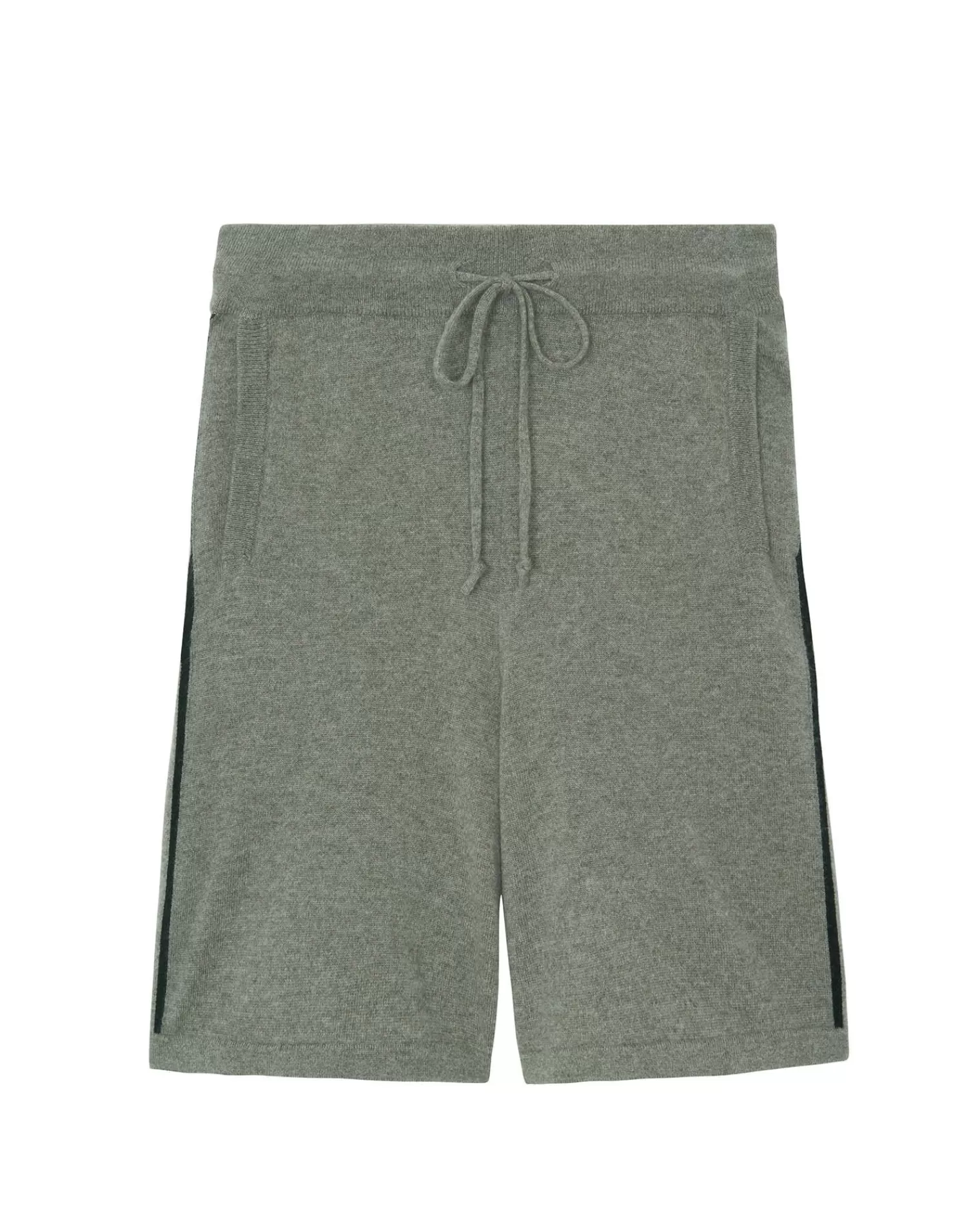 Kujten Joggings & Shorts>Contrasted Stripes Man Cashmere Shorts Kaki Chine