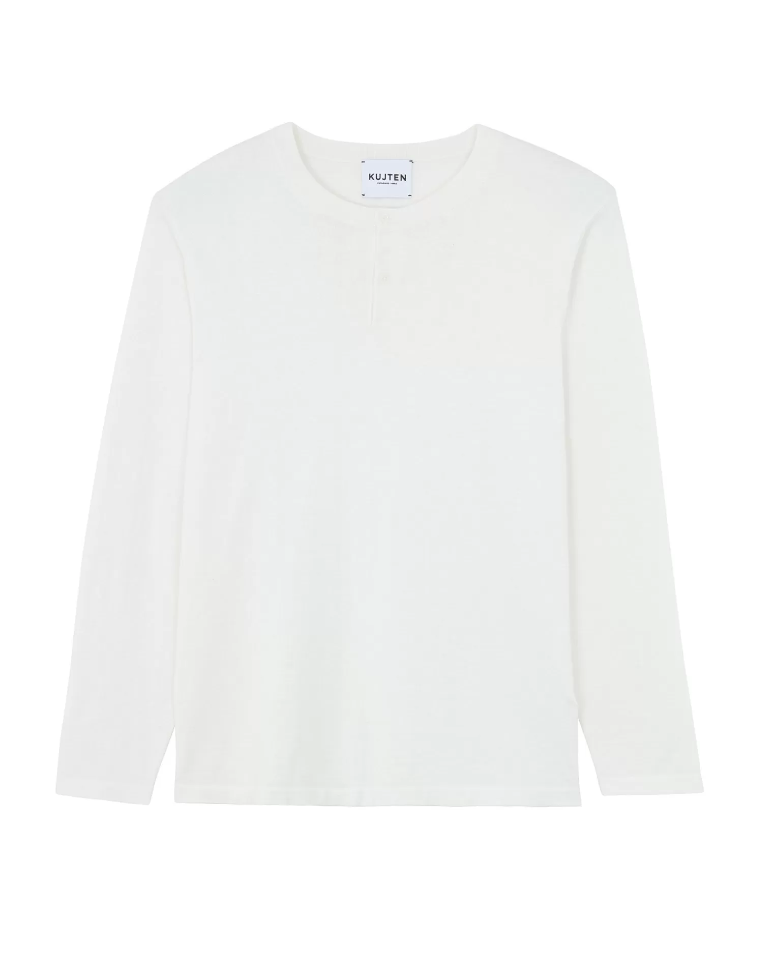 Kujten Sweaters & Sweatshirts>Cotton-Cashmere Henley Neck Thin Sweater Blanc