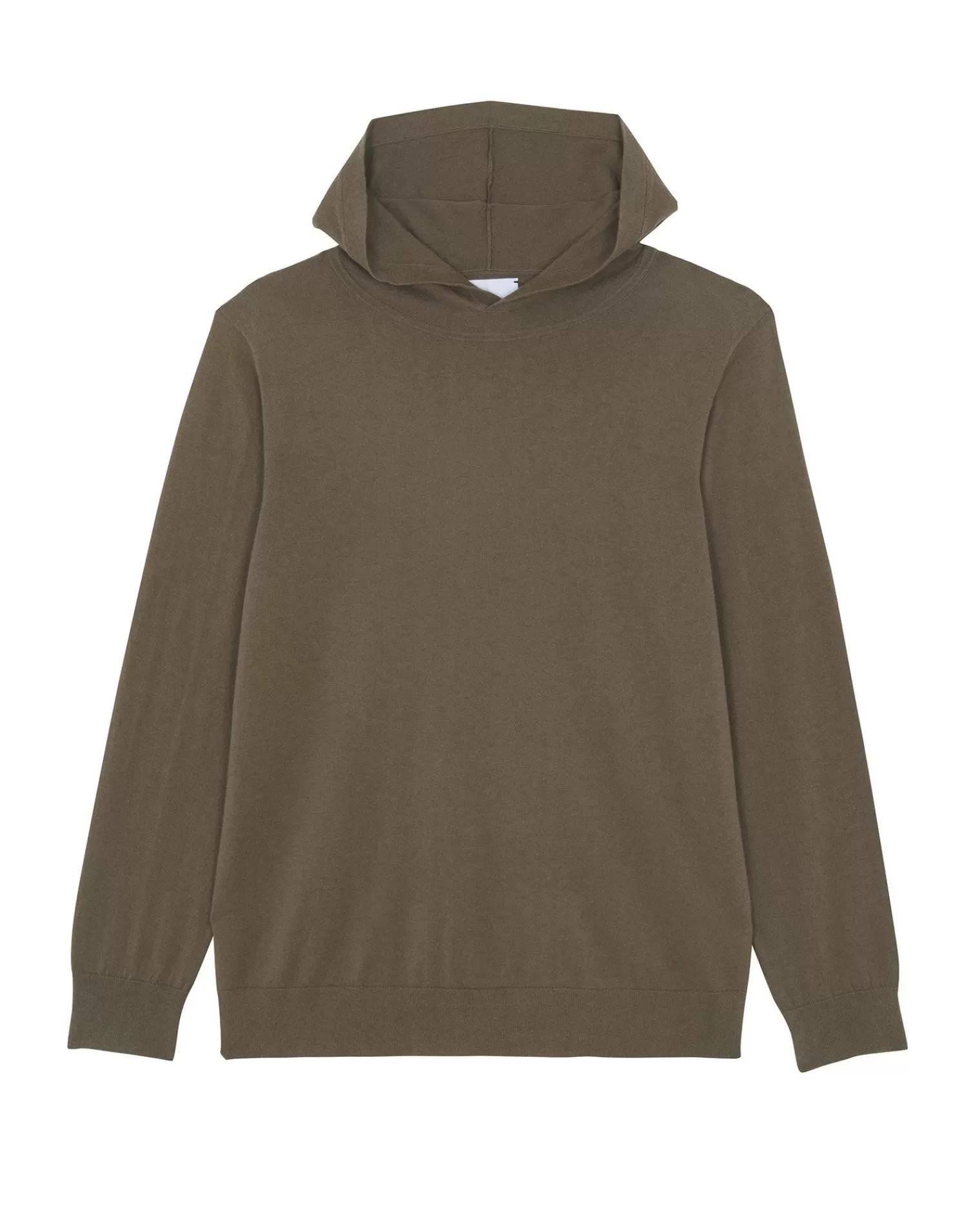 Kujten Hoodies>Cotton-Cashmere Hooded Collar Thin Sweater Kaki Chine