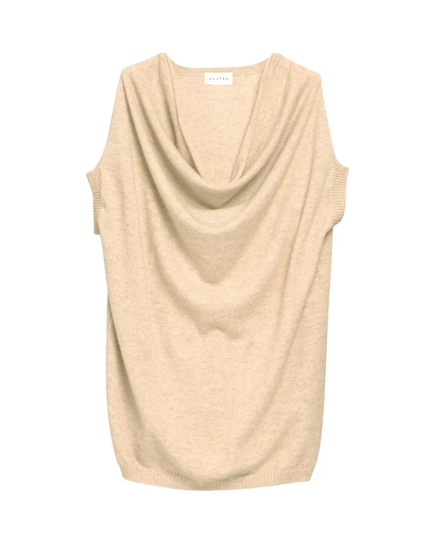 Kujten Sweaters & Sweatshirts>Cowl Neck Sleeveless Sweater Beige Chine