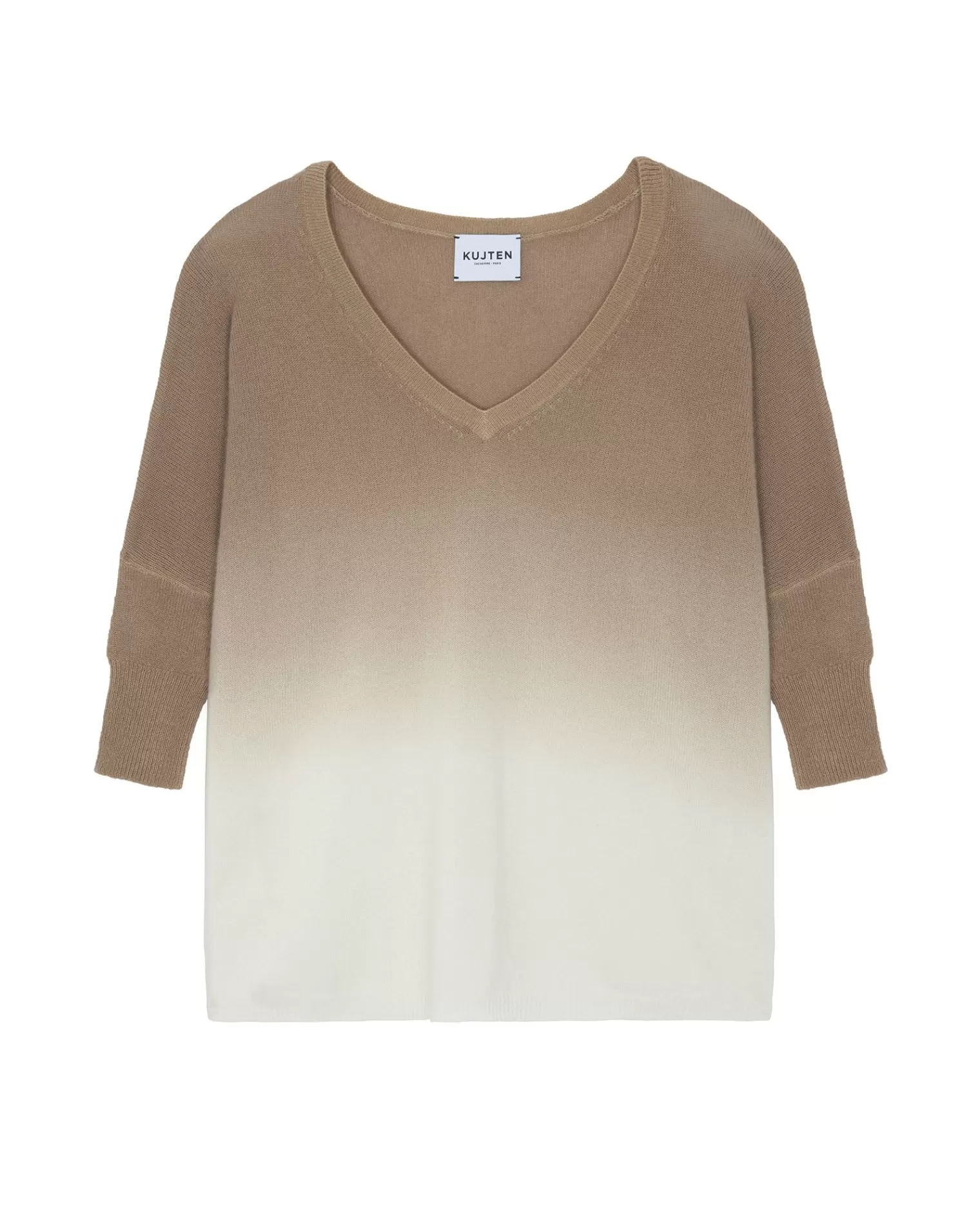 Kujten Sweaters & Sweatshirts>Dip Dye Oversize V-Neck Cashmere Sweater, 2-Threads Camelo