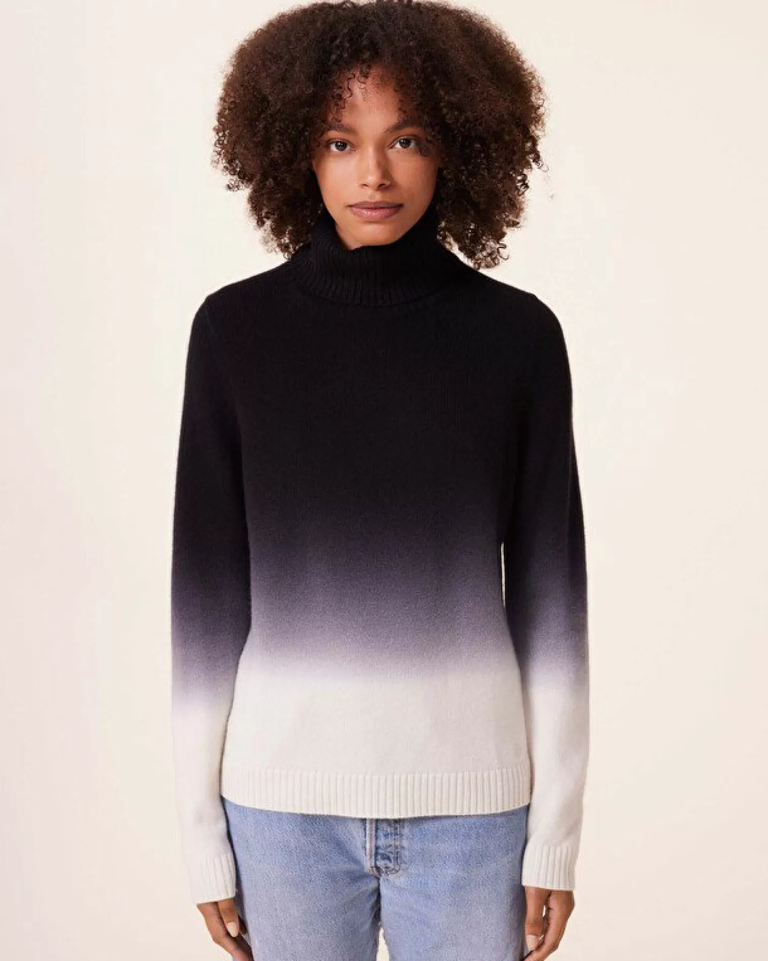 Kujten Sweaters & Sweatshirts>Dip Dye Turtleneck Cashmere Sweater, 4-Threads Noir