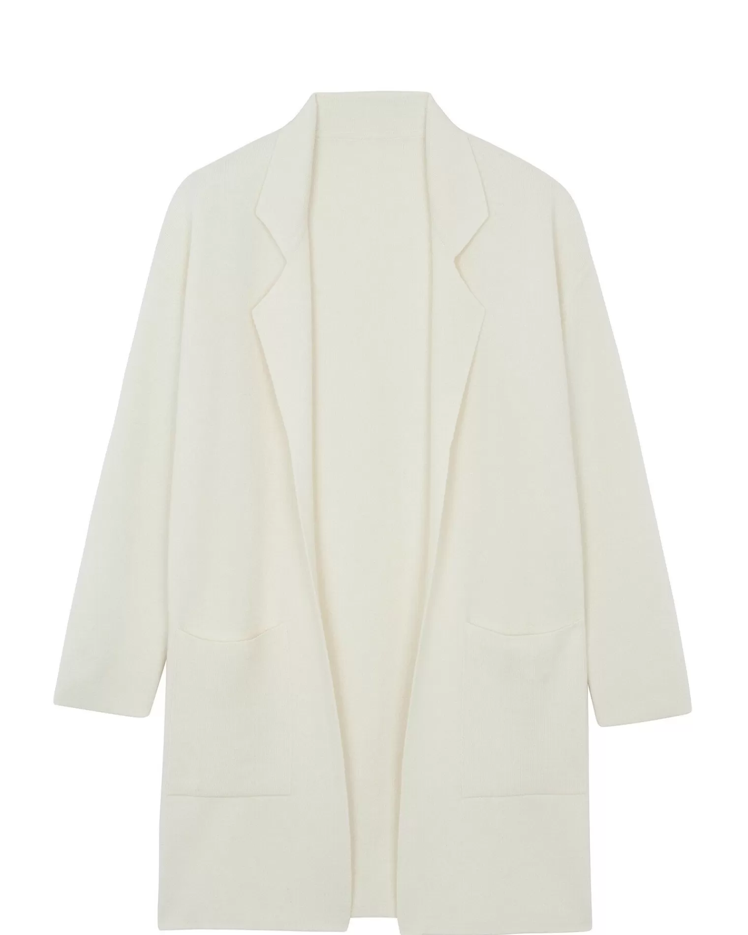 Kujten Coats>Double Sided Long Cashmere Blazer Jacket, 2-Threads Blanc